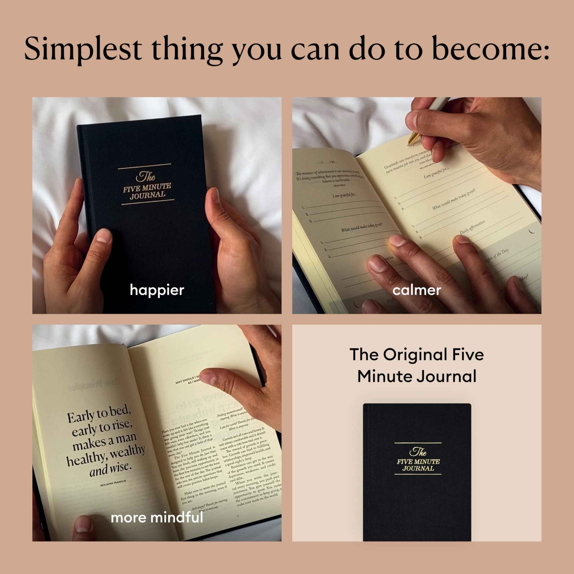 Intelligent Change The Five Minute Journal - Original Daily Gratitude Journal 2025 for Happiness, Mindfulness & Reflection - Daily Affirmations - Undated Planner Gifts for Women & Men