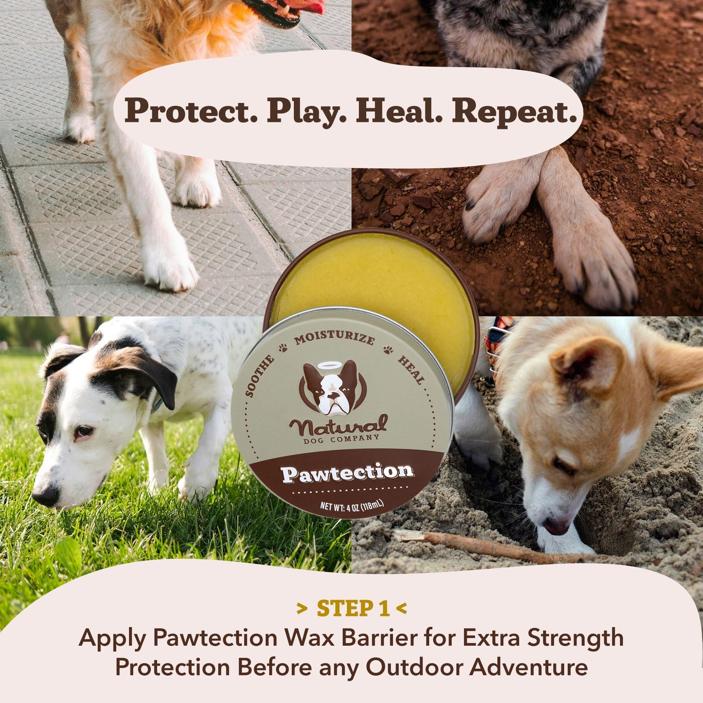 Natural Dog Company Paw Soother Balm & Wax 2 oz Stick – Nourishing Paw Care with Coconut & Hempseed Oils + Calendula – Soothes Dry, Cracked Pads – Lick-Safe & Weather Protective