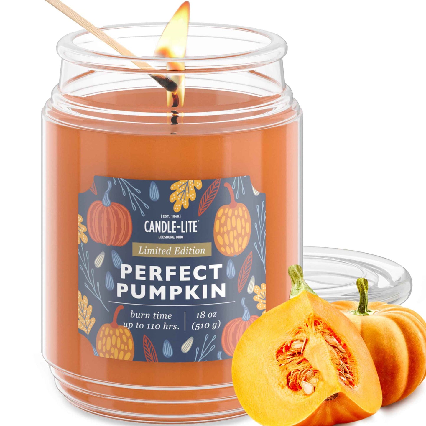 Candle-lite Fall Scented Candles, Creamy Vanilla Swirl, 18 oz Jar, Proudly Poured in The USA, Aromatherapy Candle, Single-Wick with 110 Hours of Burn Time, Perfect for Creating a Relaxing Ambiance