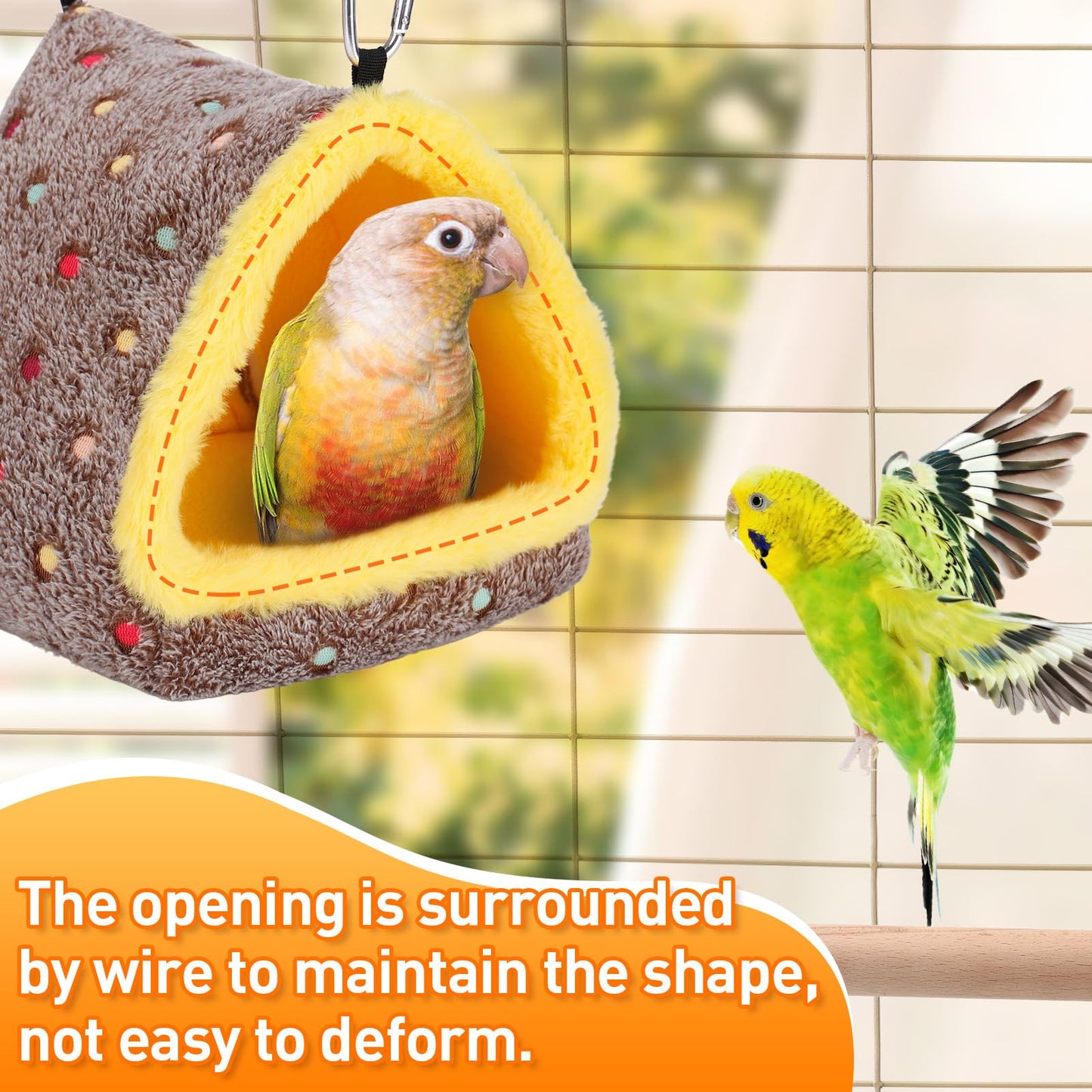 Small Winter Warm Bird Nest for Cage - Comfortable Bird Bed with Support Board, Hanging Hammock Shed Hideaway Hut Gift for Macaws African Grey Amazon Parrots