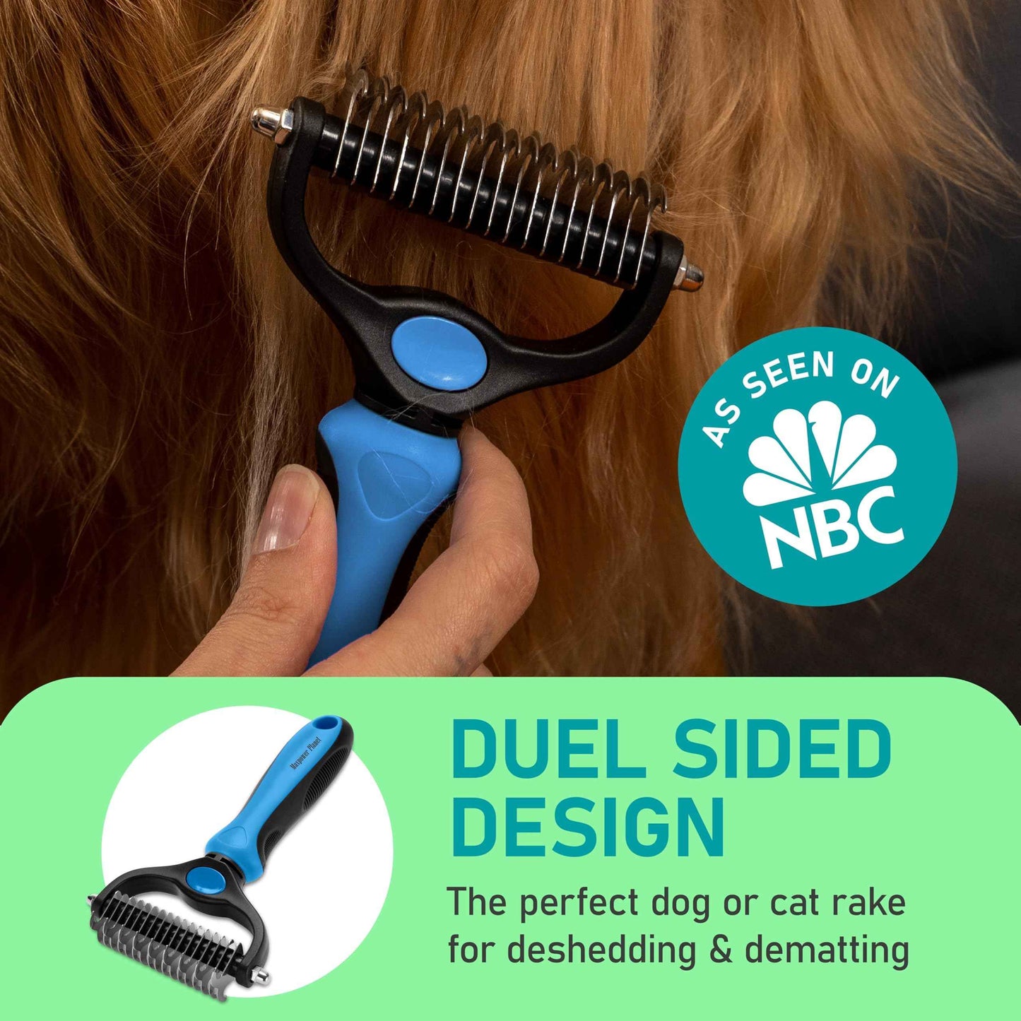 Maxpower Planet Pet Grooming Brush - Double Sided Shedding and Dematting Undercoat Rake Comb for Dogs and Cats,Extra Wide (B1 - Rake, Gloves & Comb, Large)