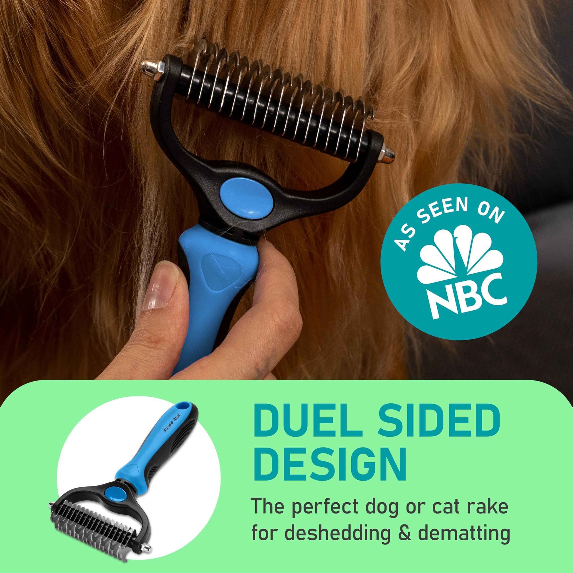 Maxpower Planet Pet Grooming Brush - Double Sided Shedding and Dematting Undercoat Rake Comb for Dogs and Cats,Extra Wide (B1 - Rake, Gloves & Comb, Large)