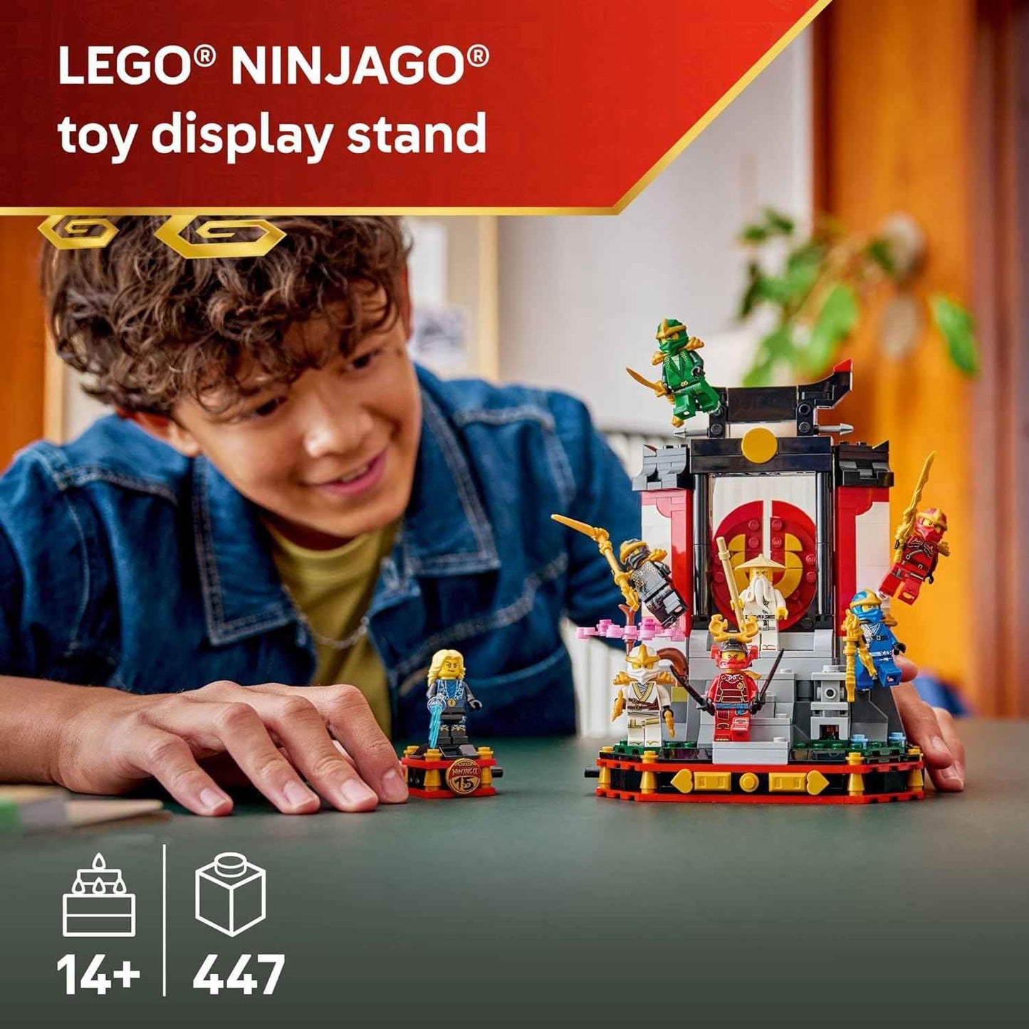 LEGO NINJAGO Ninja Character Display 15th Anniversary Building Toy for Kids, Ages 14+ - Ninja Playset W/Elemental Master of Lightning + 7 Minifigures - Gift Idea for Teen Boys & Girls - 71866