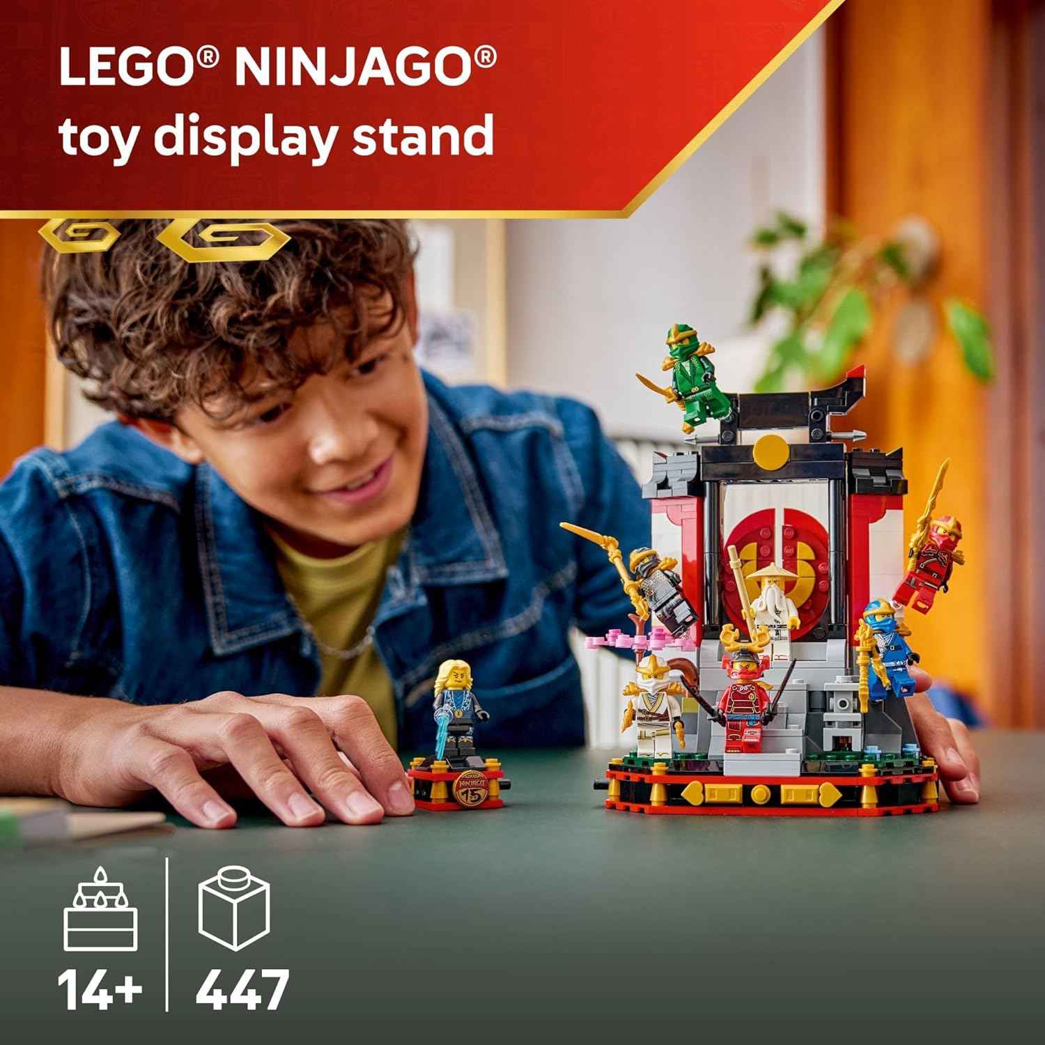 LEGO NINJAGO Ninja Character Display 15th Anniversary Building Toy for Kids, Ages 14+ - Ninja Playset W/Elemental Master of Lightning + 7 Minifigures - Gift Idea for Teen Boys & Girls - 71866