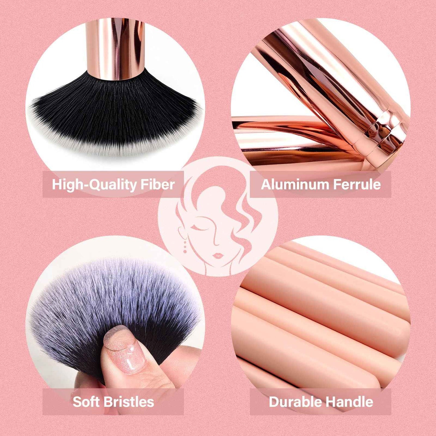 Makeup Brushes Set, Mlemle Professional 26 Pcs Makeup Kit, Include Powder Foundation Concealers Blush Eye shadows Eyebrow 21 Pcs Makeup Brushes and 2 Powder Puff, 3 Makeup Sponge(A01-Pink)
