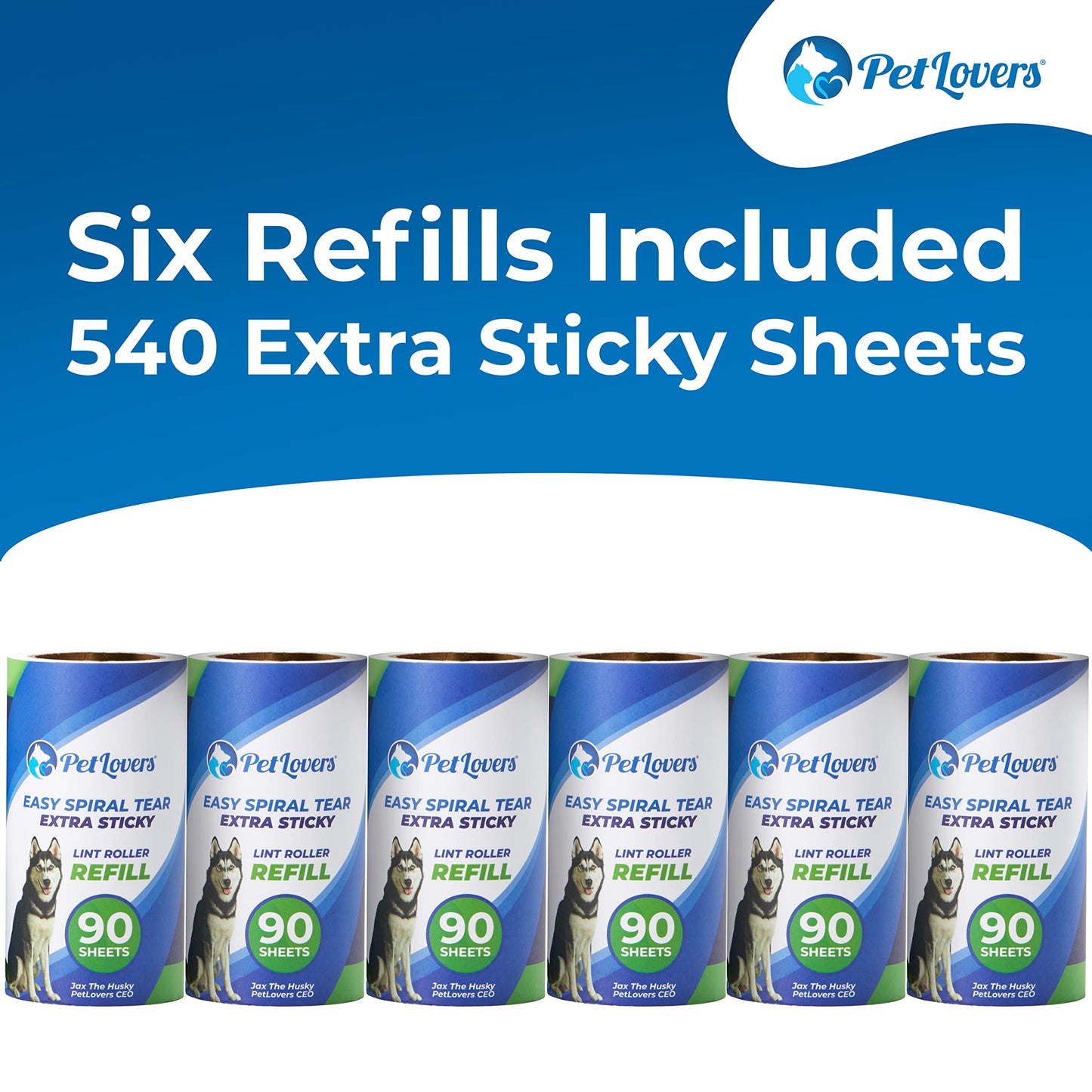 PetLovers Extra Sticky Lint Roller Mega Value Set 450 Sheets for Pet Hair Removal and Clothes, Dog and Cat Lint Remover 5 Pack jlhbookstore.store