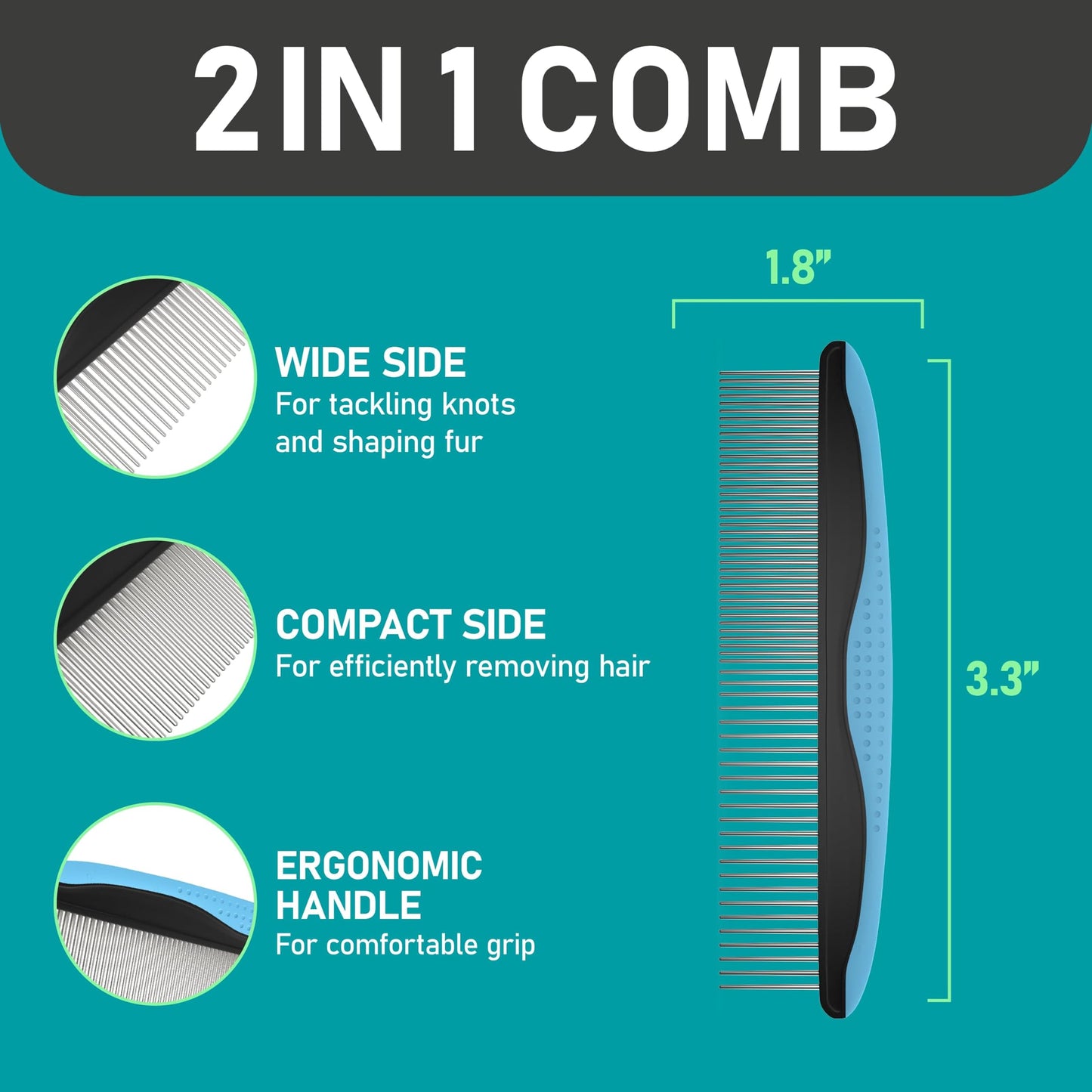 Maxpower Planet Pet Grooming Brush - Double Sided Shedding and Dematting Undercoat Rake Comb for Dogs and Cats,Extra Wide (B1 - Rake, Gloves & Comb, Large) jlhbookstore.store