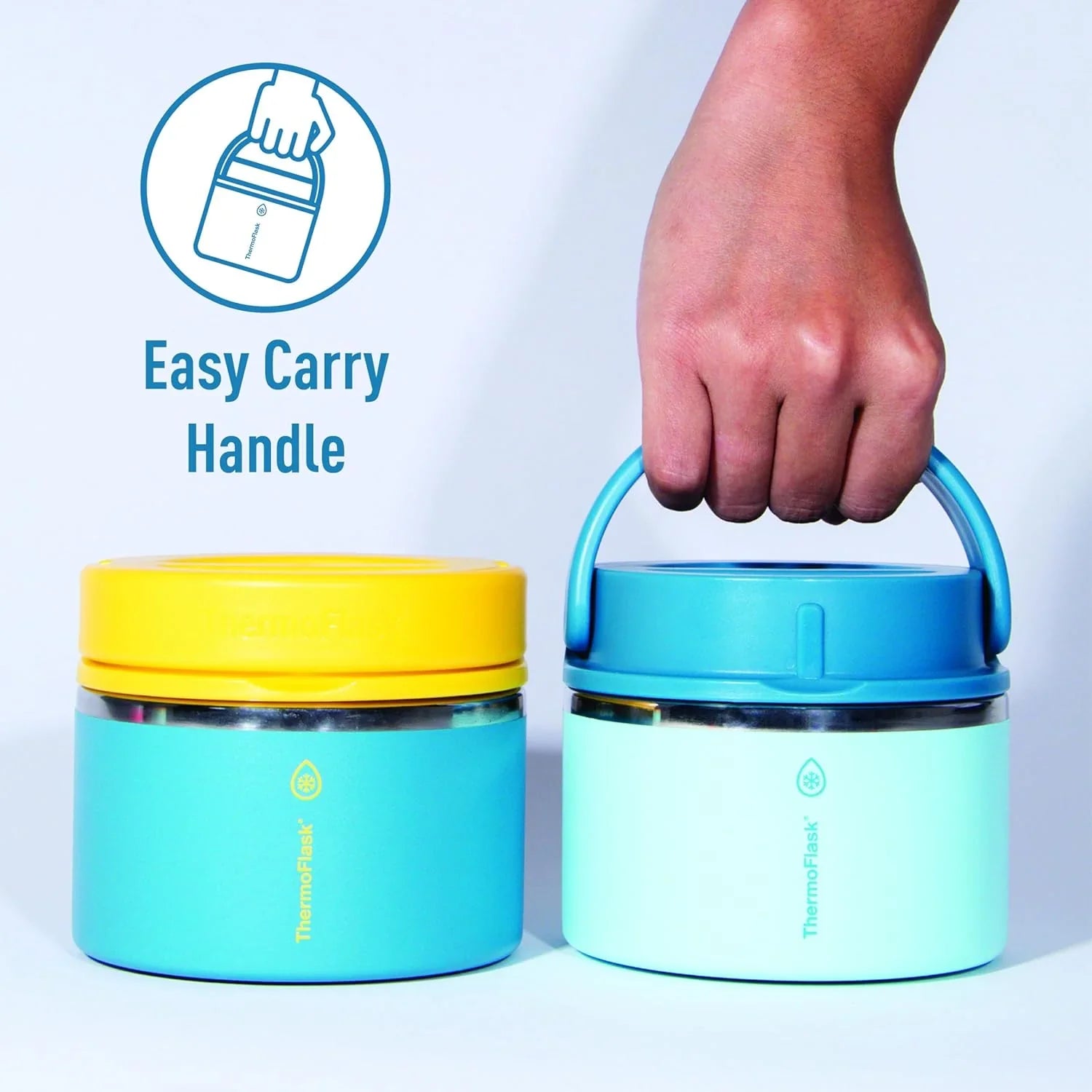 ThermoFlask 12 oz Double Wall Insulated Food Jar, 2-Pack, Mountain Spring + Ocean / Ocean + Sunrise - Jlhbookstore.store