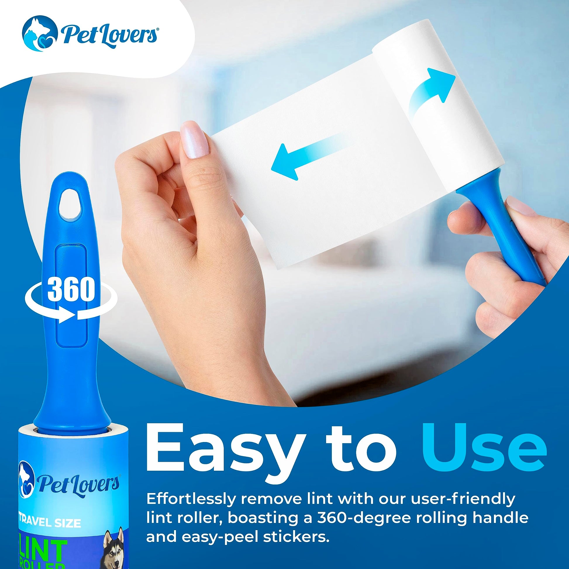 PetLovers Extra Sticky Lint Roller Mega Value Set 450 Sheets for Pet Hair Removal and Clothes, Dog and Cat Lint Remover 5 Pack jlhbookstore.store