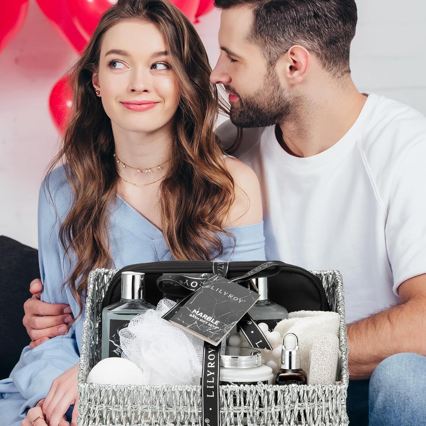 25Pcs Christmas Gifts for Women - Luxury Bath and Body Spa Gift Basket for Women with Necklace | Relaxing Care Kit Valentine's Mothers Day Gifts for Mom Gift Baskets for Anniversary or Bridal Shower