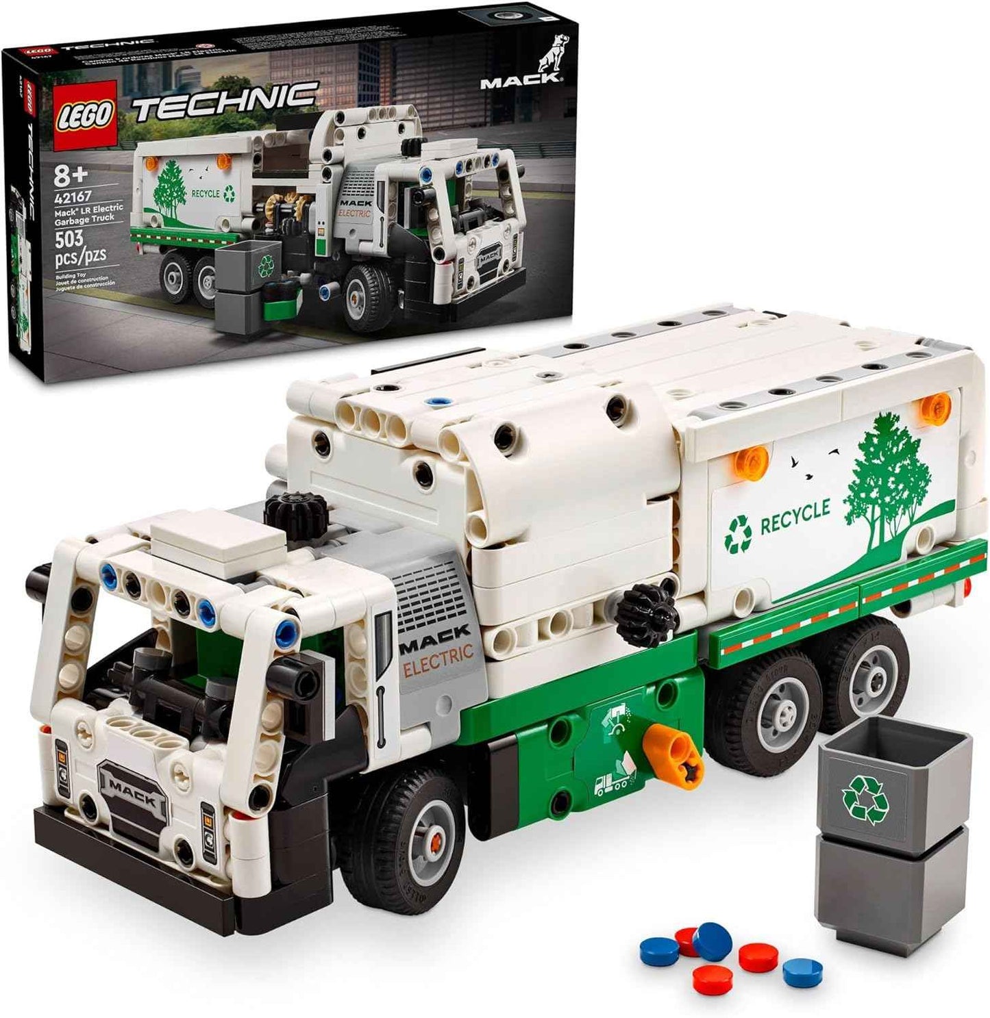 LEGO Technic Mack LR Electric Garbage Truck Toy, Buildable Kids Truck for Pretend Play, Great Gift for Boys, Girls and Kids Ages 8 and Up who Love Recycling Toys and Vehicles, 42167