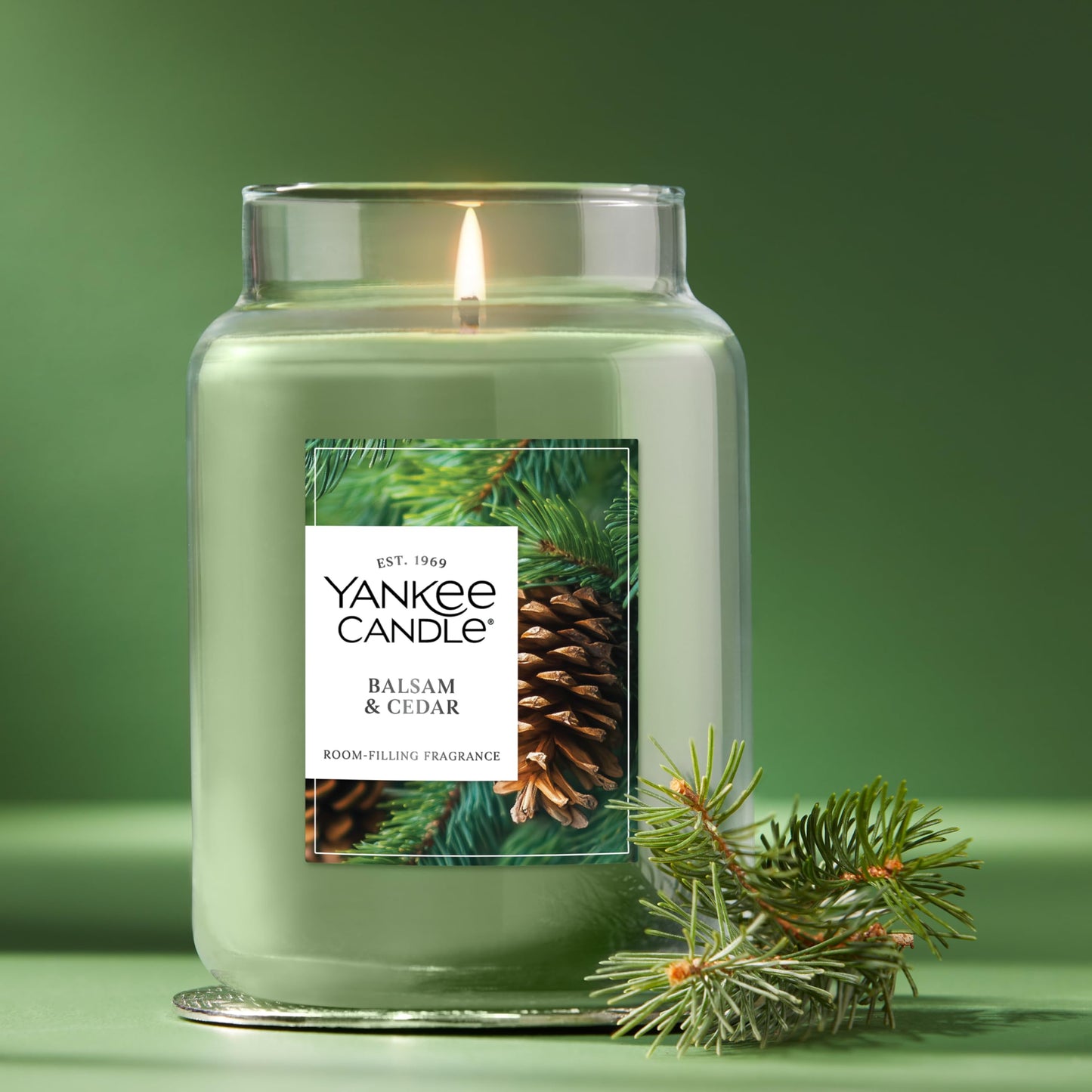 Yankee Candle, Balsam & Cedar Fall Scented Candle, 22oz Large Jar with up to 150 Hour Burn Time jlhbookstore.store