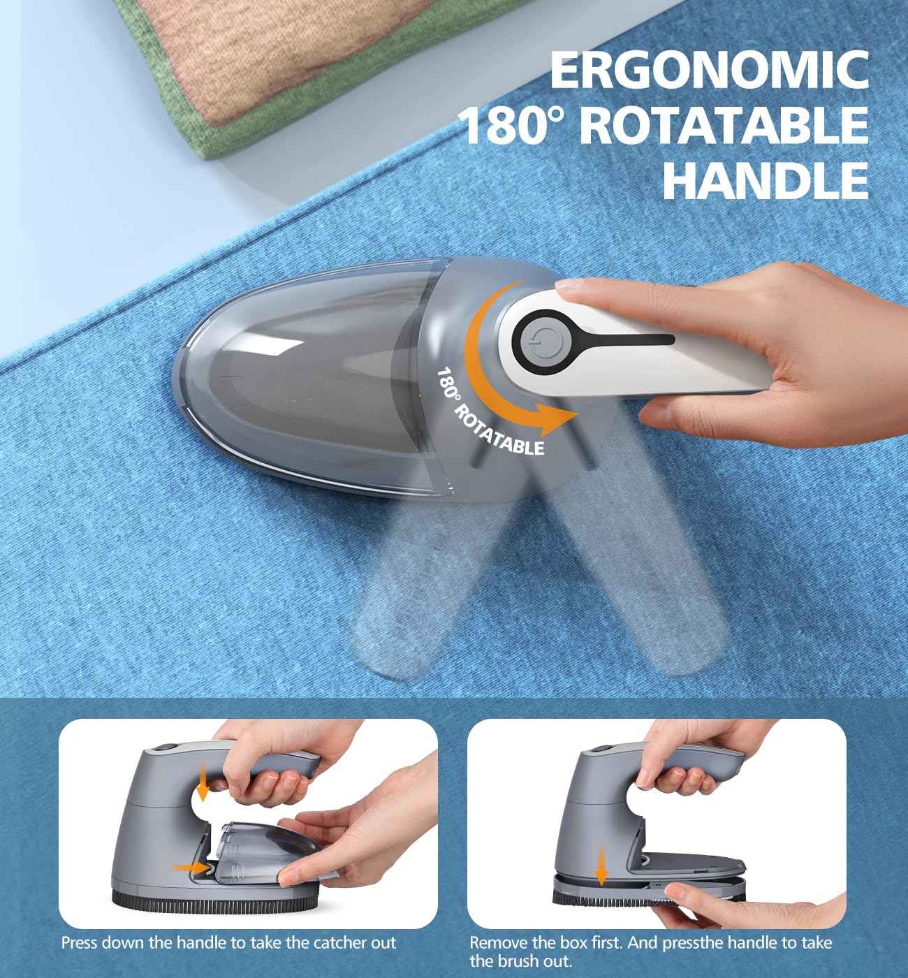 POPCHOSE Fabric Shaver, Lint Remover for Clothes, Lint Shaver with 6-Leaf Blades, 2 Speed Sweater Shavers to Remove Pilling for Clothing, Couch, Furniture, Fuzz, USB Rechargeble, Gray…