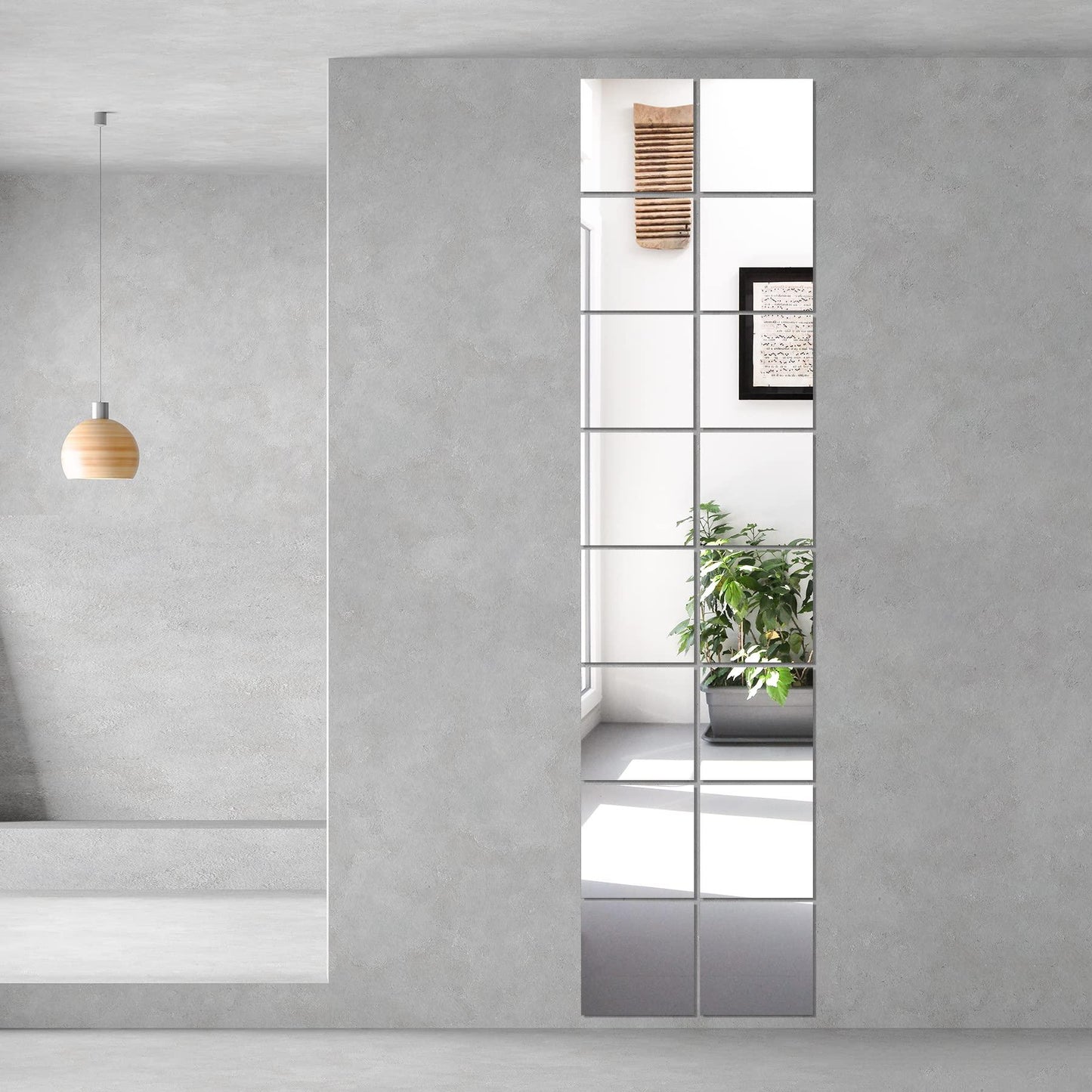 Delma Home Gym Mirrors, 12'' x 12'' Glass Mirror Tiles (16 PCS), Square Large Wall Mirror for Home Gym, Bedroom, Door,Bathroom, Frameless Mirror Sets - Jlhbookstore.store