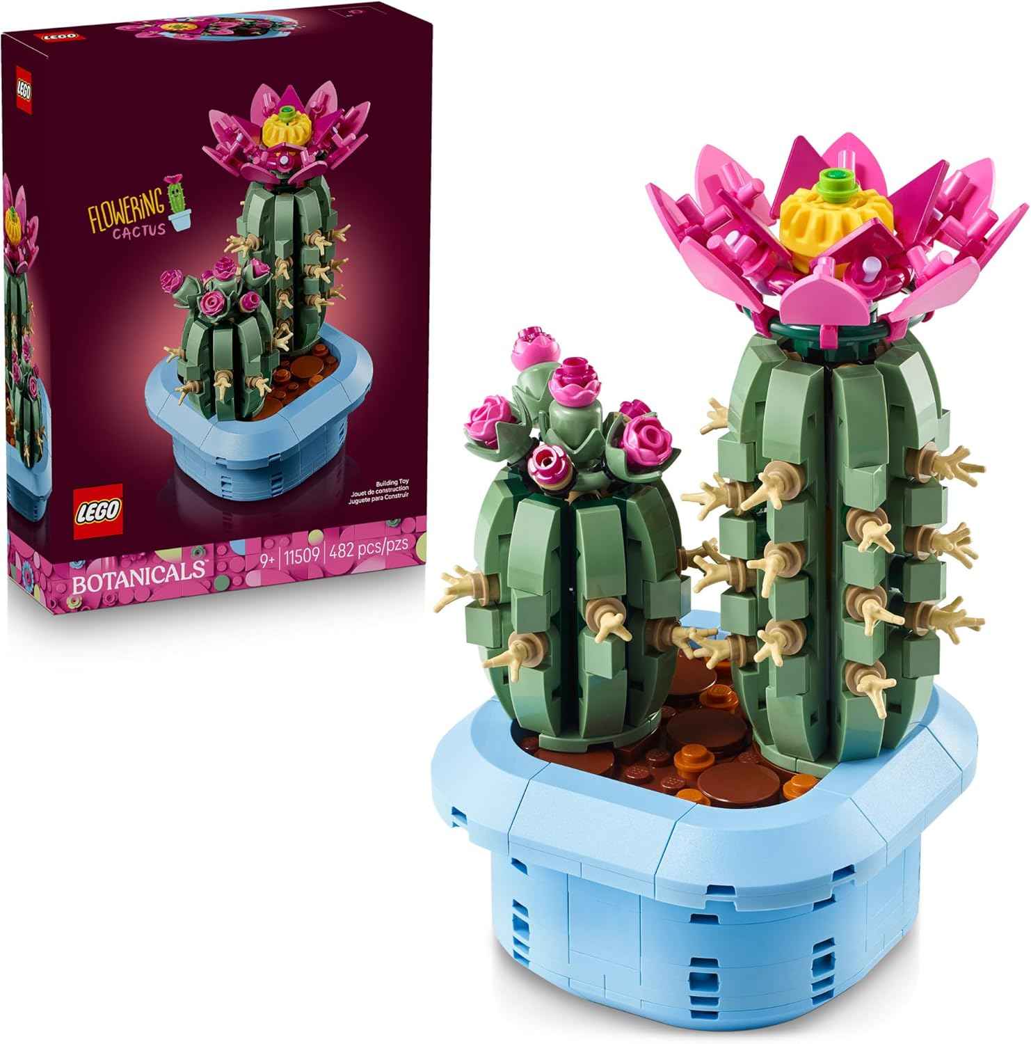 LEGO Botanicals Flowering Cactus Building Toy - Crafting Kit for Girls & Boys, Ages 9+ - Cactus Room Decor for Display for Bedroom or Book Shelf - Gift Idea for Birthdays - 11509