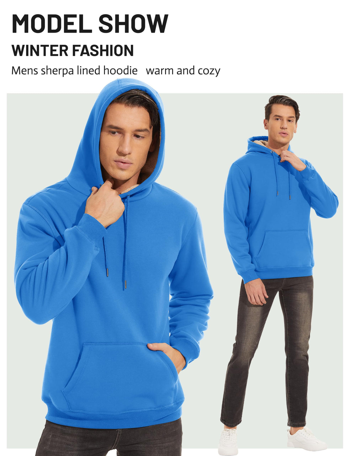 TACVASEN Men's Sherpa Lined Hoodies Winter Warm Fleece Hooded Sweatshirts