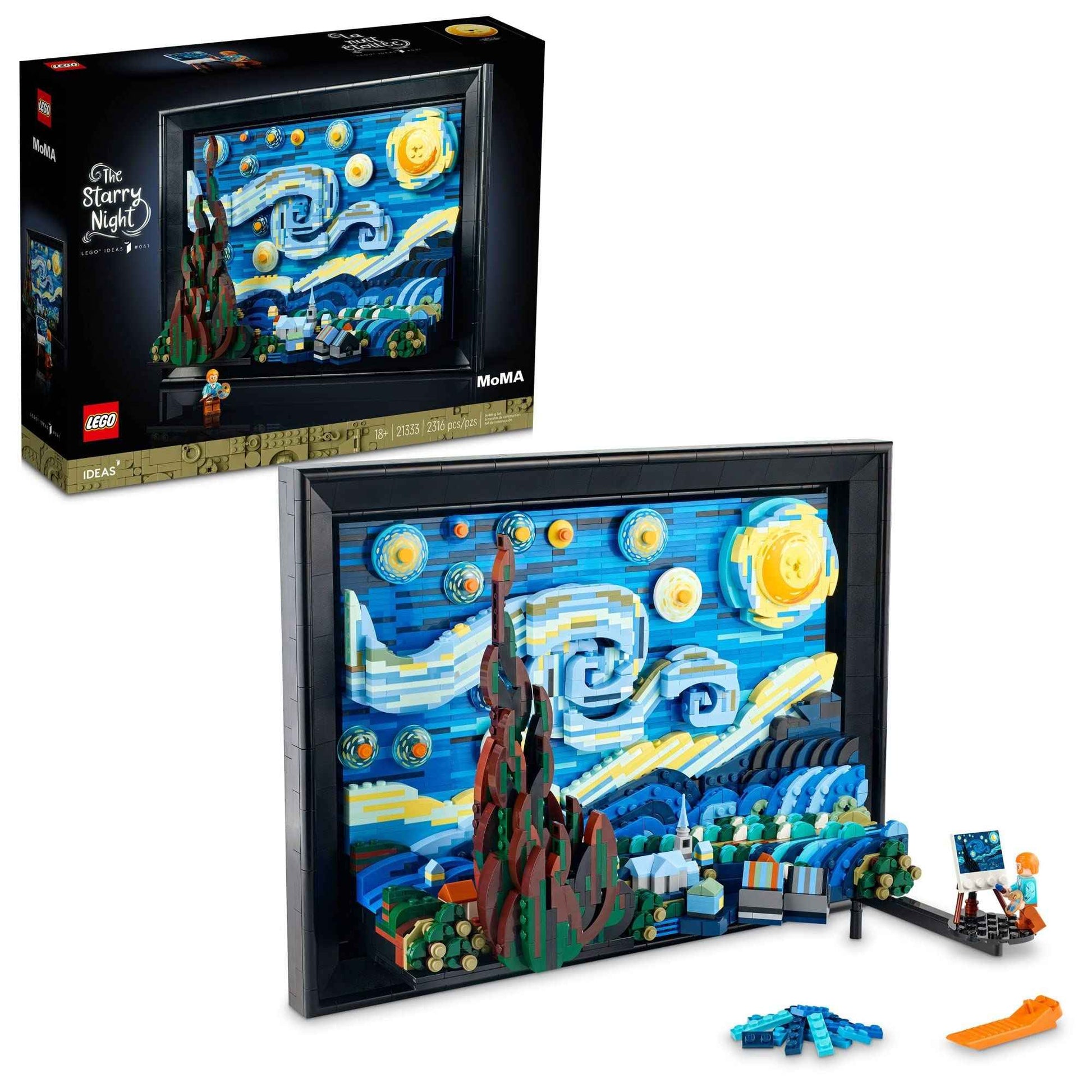 LEGO Ideas Vincent Van Gogh The Starry Night - Building Set for Adults, Ages 18+ - Beautifully Detailed Home Wall Art Decor - Gift for Men & Women - 21333