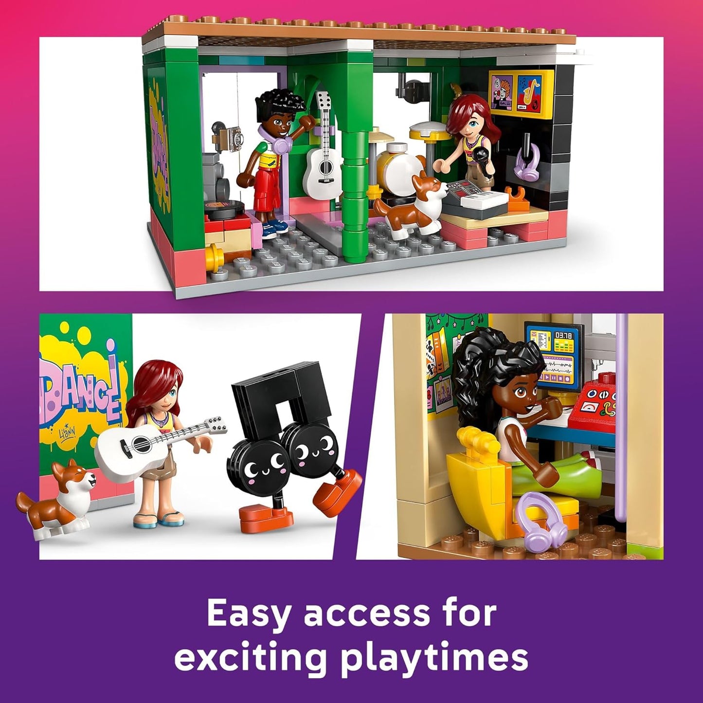 LEGO Friends Music Store & Apartment Building Set - Interactive Storytelling Playset for Girls & Boys, Ages 7+ - Includes Marimba The Corgi Toy - Gift Idea for Birthdays and Music Lovers - 42653