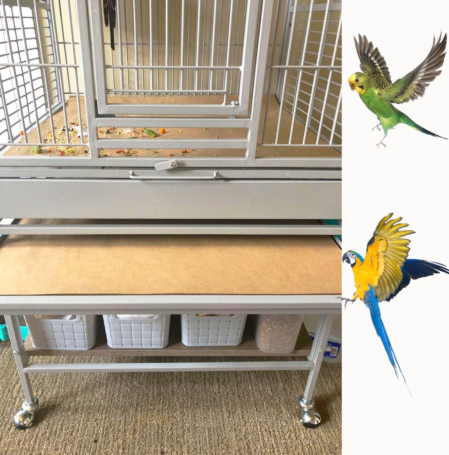 Firdnyohs 100PCS Bird Cage Liner Papers, Disposable Cage Paper Liners Precut Absorbent Cushion Pad Mat Accessories for Pet Bird Parrot (White)