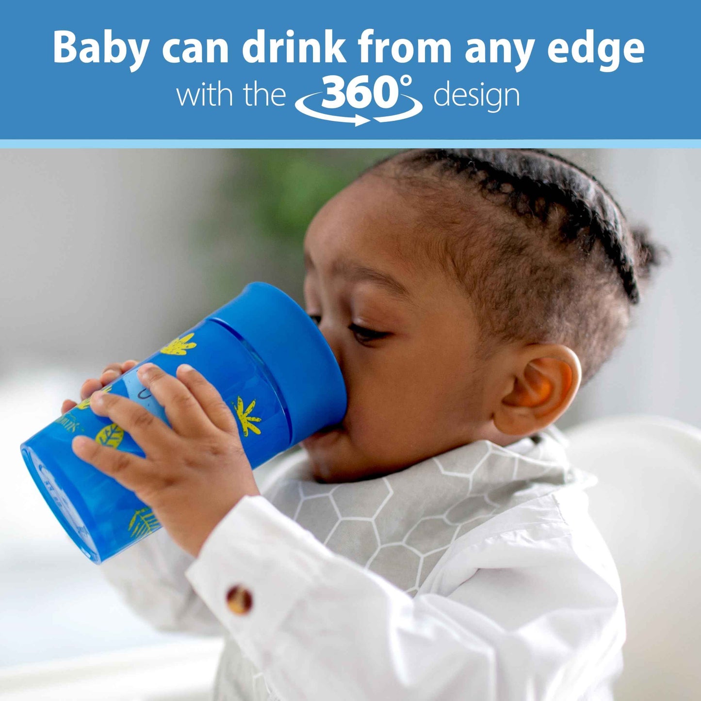 Dr. Brown's Polypropylene (PP) Milestones Cheers 360 Sippy Training Cups for Babies and Toddlers - Blue/Green - 10oz - 2-Pack - 9m+