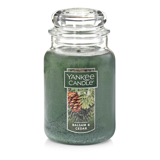 Yankee Candle, Balsam & Cedar Fall Scented Candle, 22oz Large Jar with up to 150 Hour Burn Time