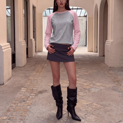 Women Long Sleeve Raglan Shirts Pollover Oversized Baseball Tops