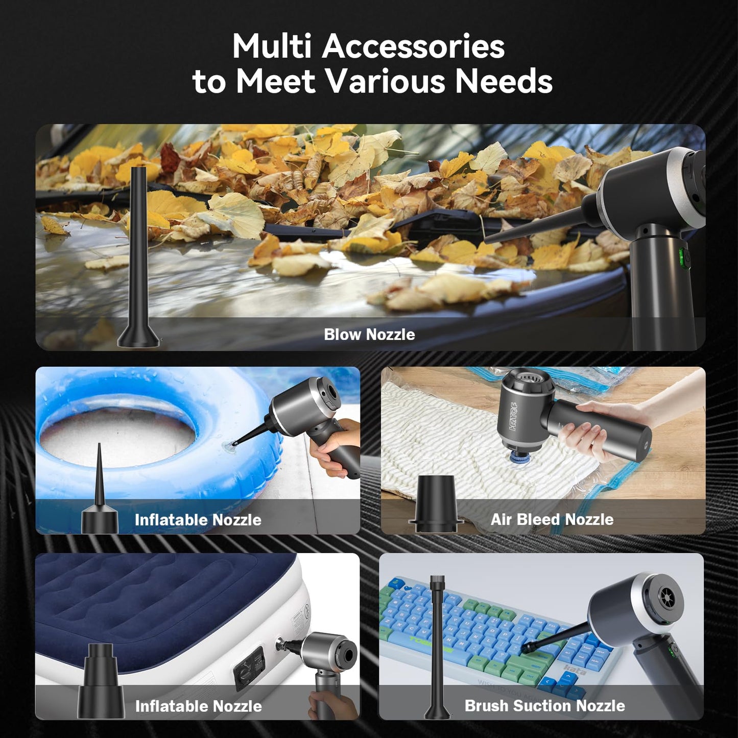 Handheld Vacuum,Car Vacuum Cleaner,4-in-1 20000PA High Power Portable Rechargeable Vacuum Cleaner with Brushless Motor, Small Handheld Vacuum & Air Blower & Pump-Black