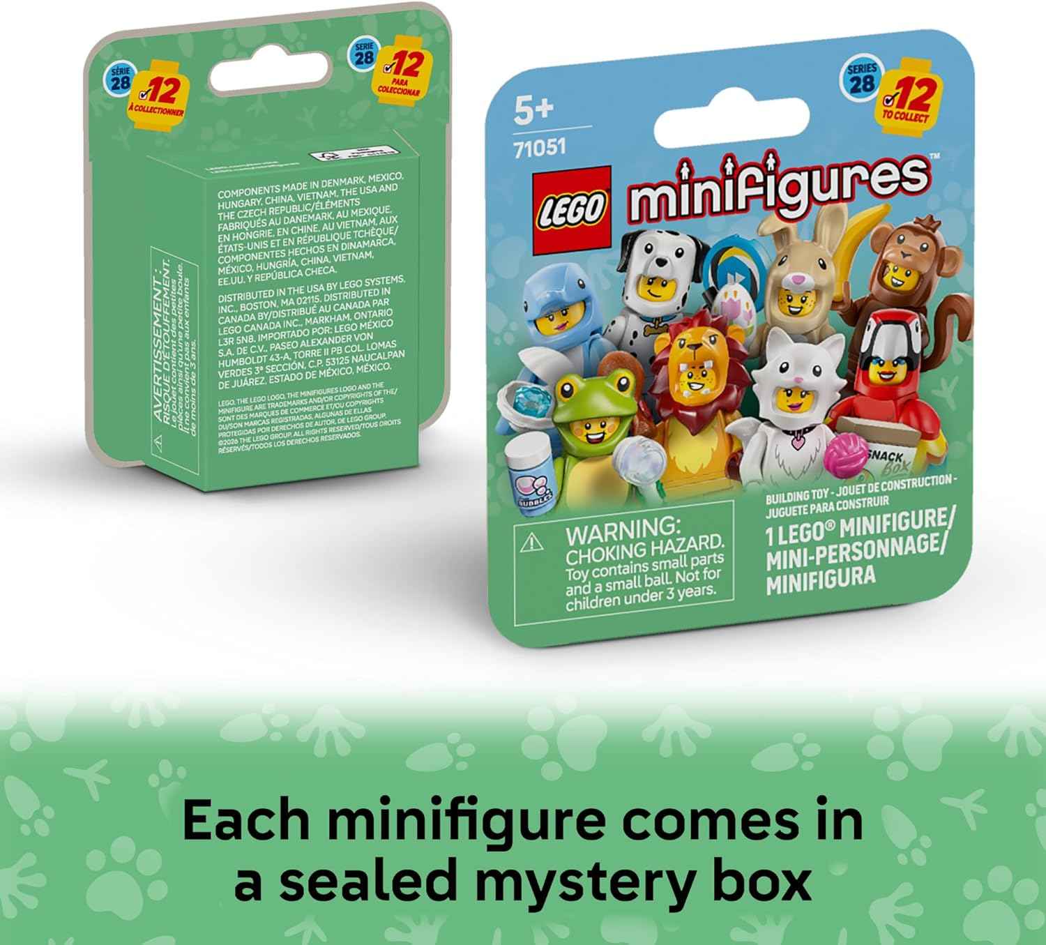 LEGO Minifigures Animal Series 28 6 Pack - Kids Toys in Sealed Mystery Boxes - Animal Themed Figures to Collect - Birthday Party Favors & Gift Idea for Boys & Girls, Ages 5+ - 66813