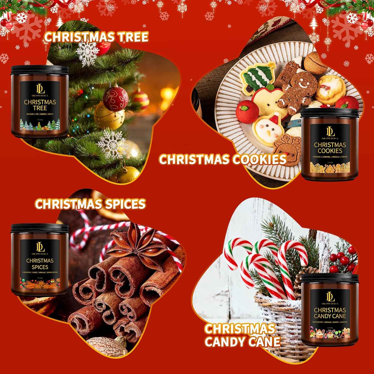 Fall Candle Set, Fall Scented Candles for Home, 4 Pack Soy Candle Set, Autumn Gifts for Women Men, Autumn Scents of Vanilla Pumpkin/Cinnamon Clove/Apple Pie/Fall Party