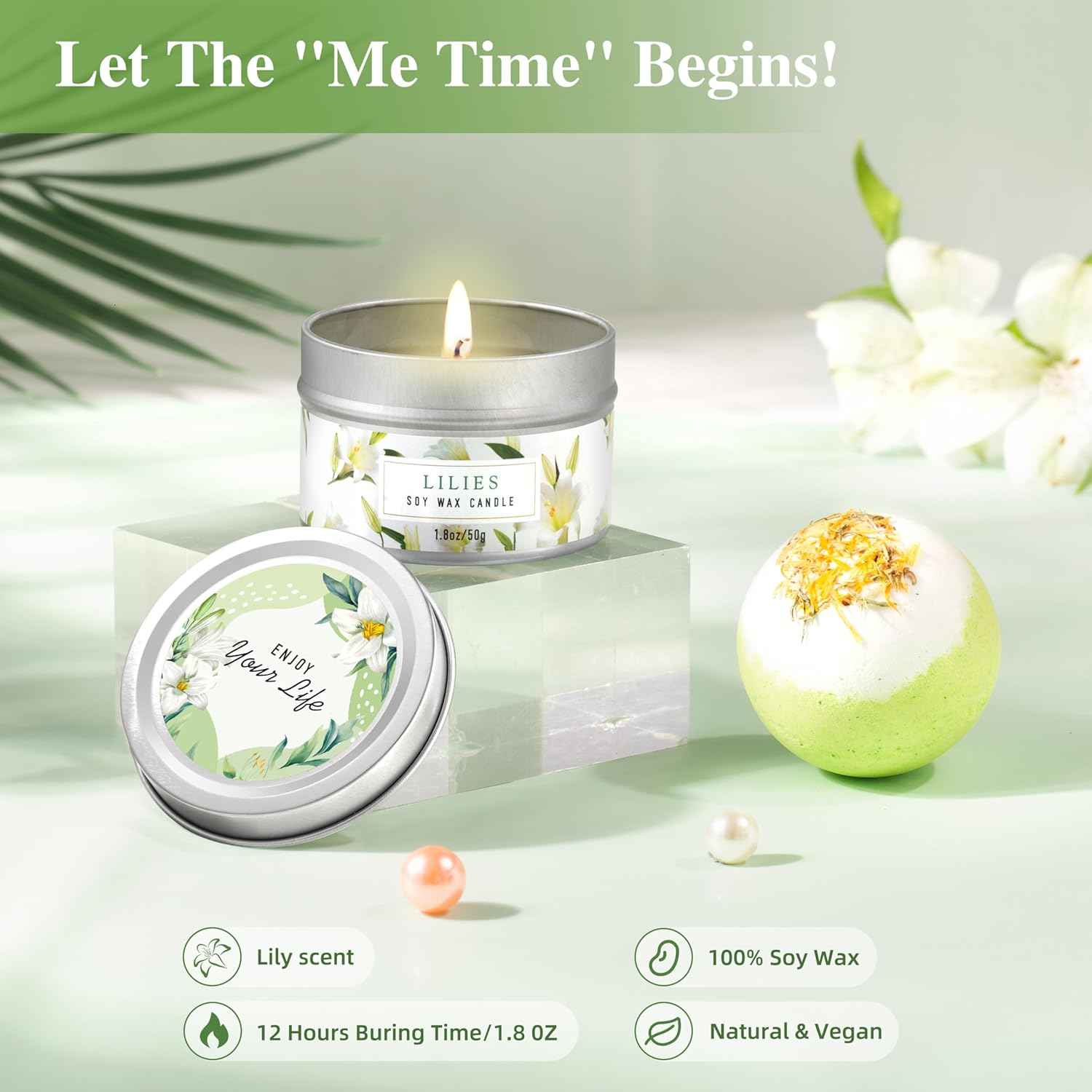 Gifts for Women, Birthday Gifts for Women, Bath and Body Gifts Set, Lilies Self Care Set,Christmas Mothers Day Relaxing Spa Basket for Mom, Grandma, Girlfriend, Sister, Friends