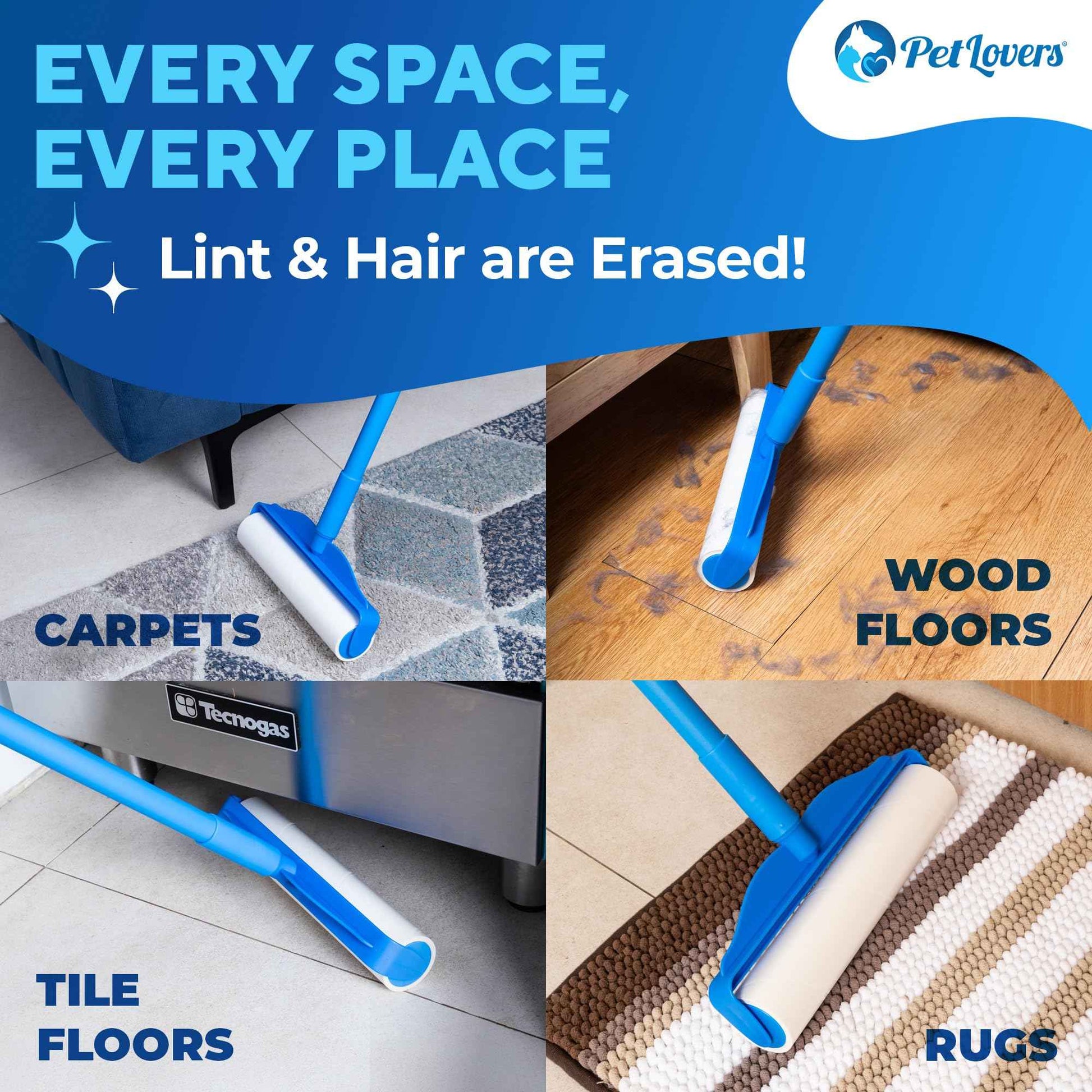 PetLovers Extra Sticky Lint Roller Mega Value Set 450 Sheets for Pet Hair Removal and Clothes, Dog and Cat Lint Remover 5 Pack