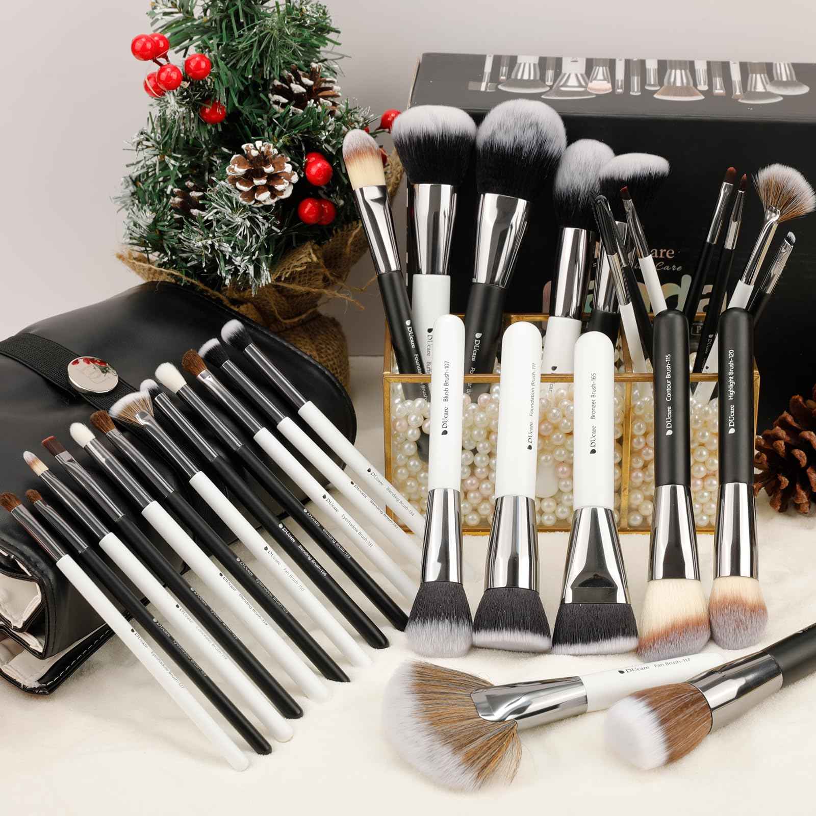 DUcare Professional Makeup Brushes Set 27Pcs Makeup Brush Set Premium Synthetic Kabuki Foundation Blending Face Powder Blush Concealers Eye Shadows Brushes