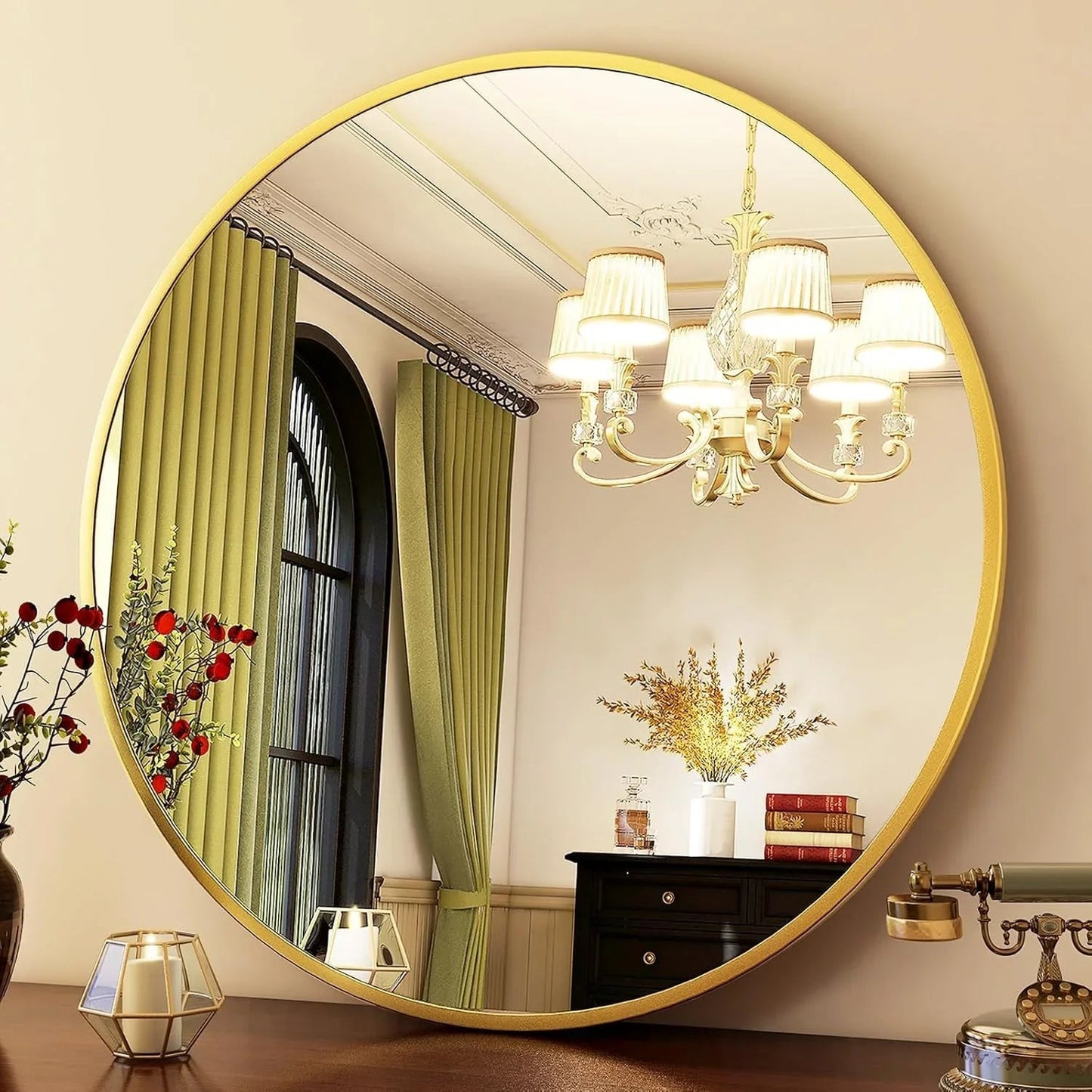 HARRITPURE Round Mirror 30 Black Wall Mounted Circle Mirrors Vanity Mirror with Brushed Aluminum Alloy Frame Modern Decoration for Bathroom, Living Room, Vanity, Bedroom, Entryway jlhbookstore.store