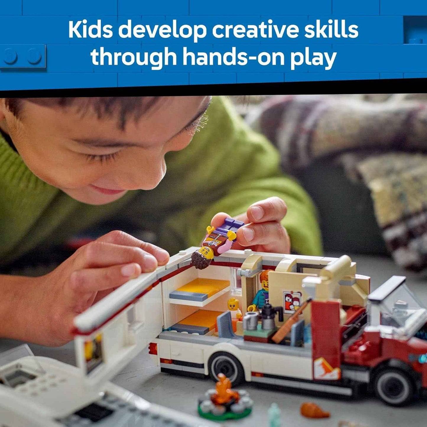 LEGO City Holiday Adventure Camper Van Building Toy Set - Vacation Toy for Kids, Boys and Girls, Ages 6+ - Includes 3 Minifigures and Accessories - Gift Idea for Birthdays and Holidays - 60454