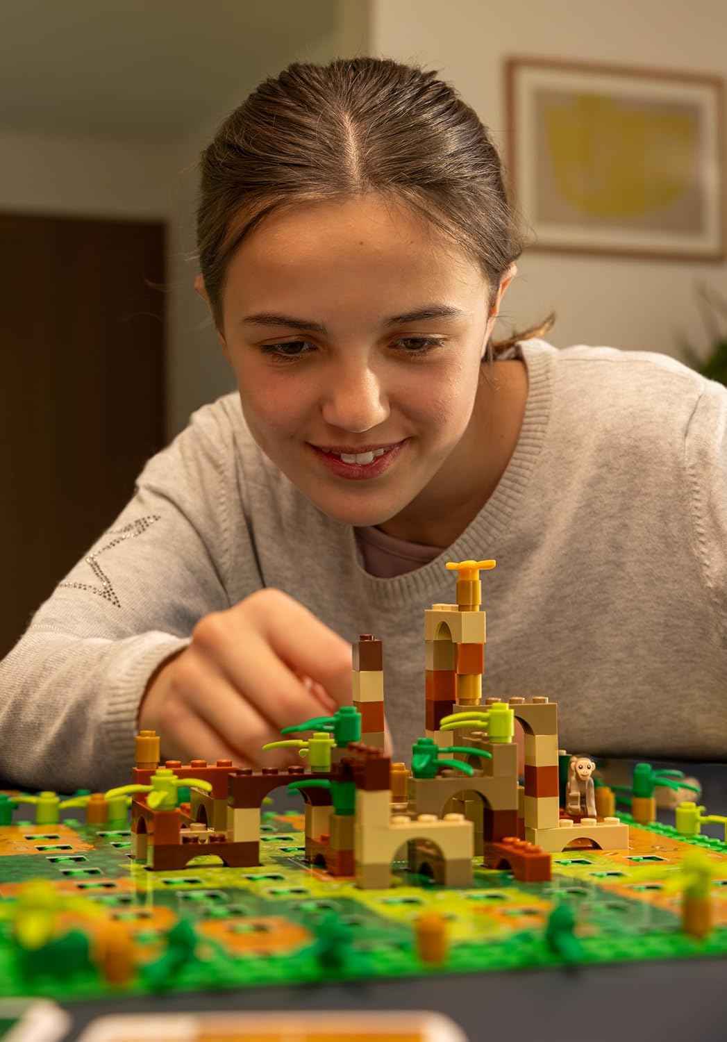 Dotted Games Monkey Palace: A Lego Board Game - Build Your Way to Victory Brick by Brick! Fun Family Brick-Building Game for Kids & Adults, Ages 10+, 2-4 Players, 45 Minute Playtime