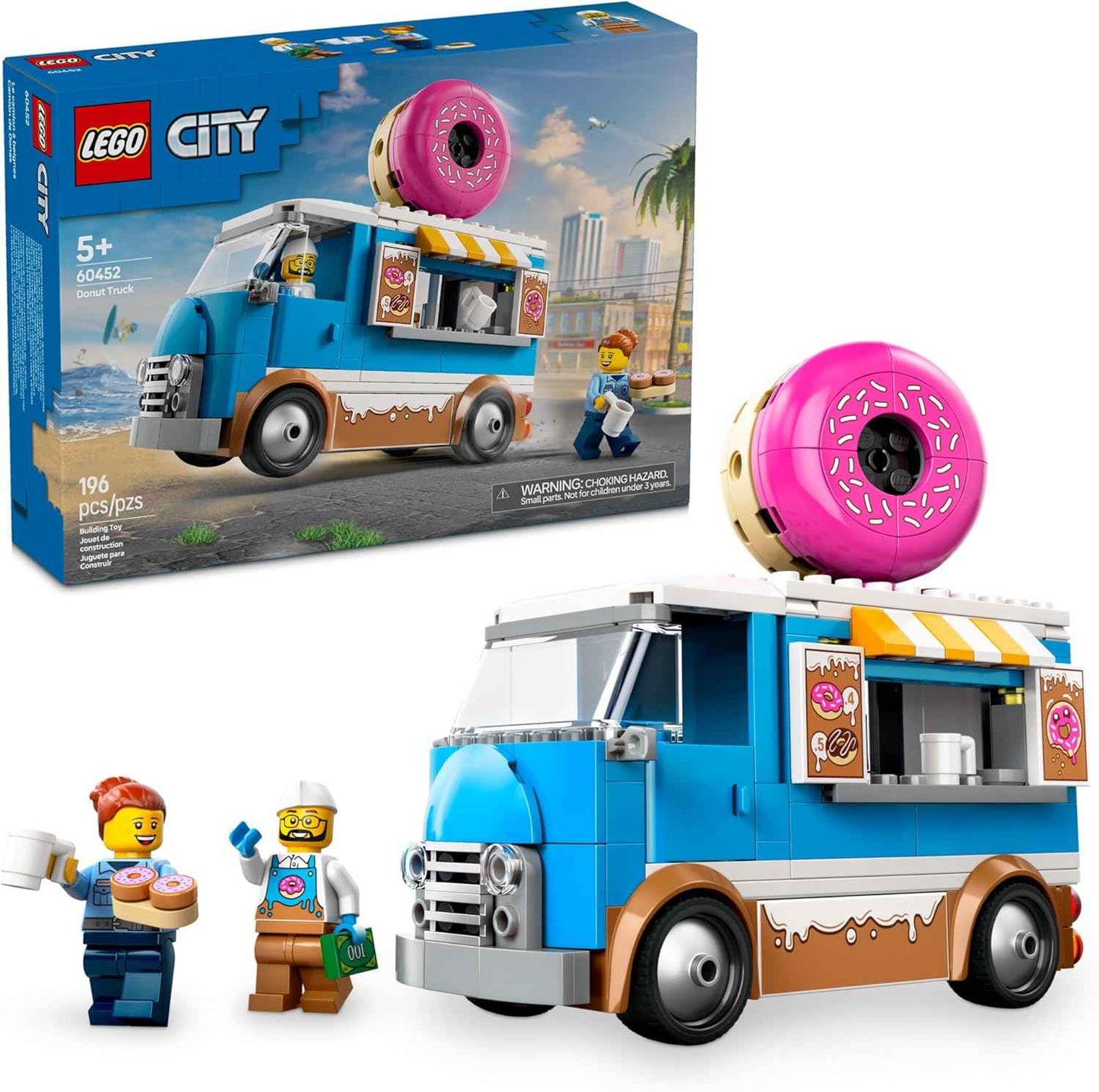 LEGO City Donut Truck Toy - Building Toy for Kids, Boys and Girls, Ages 5+ - Mobile Donut Stand with 2 Minifigures and Other Accessories - Fun Gift Idea for Birthdays & Holidays - 60452