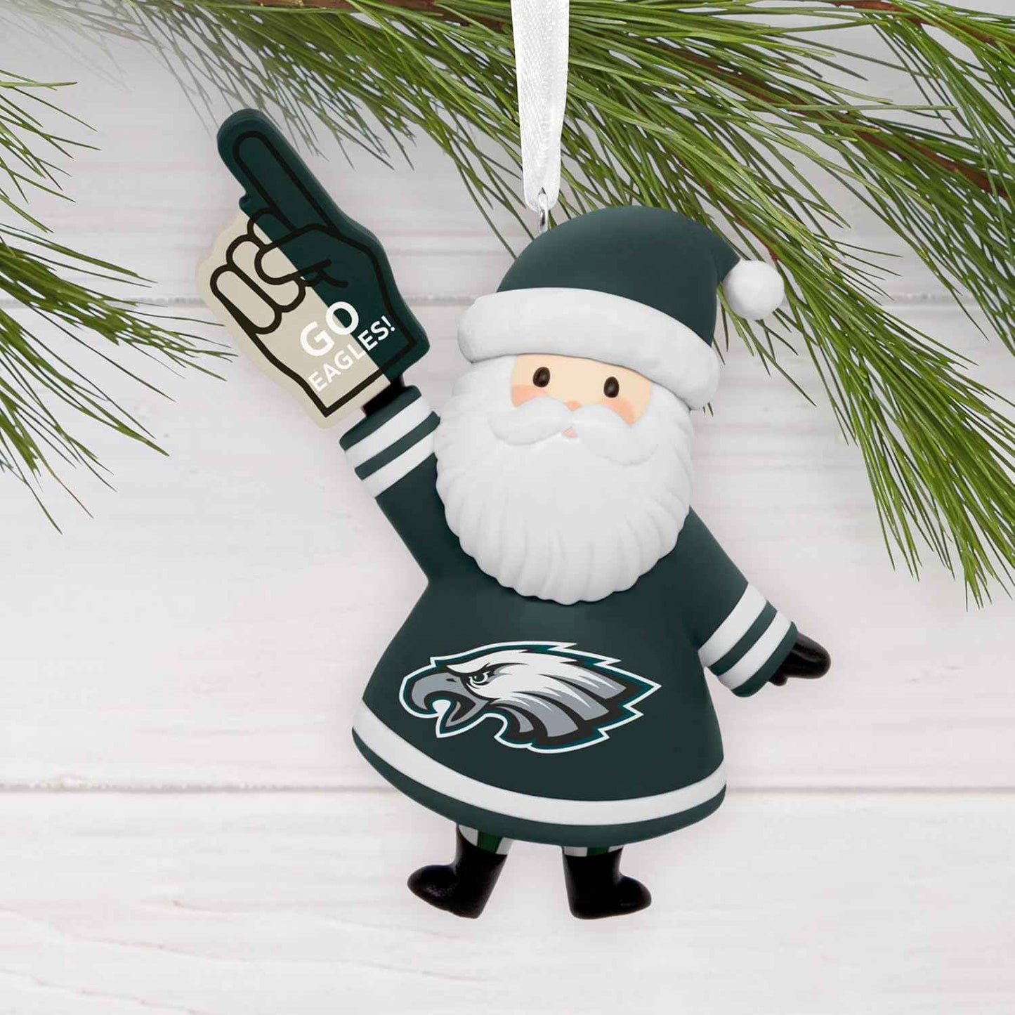 Hallmark NFL Philadelphia Eagles Santa Fan Christmas Ornament, Gifts for Sports Fans