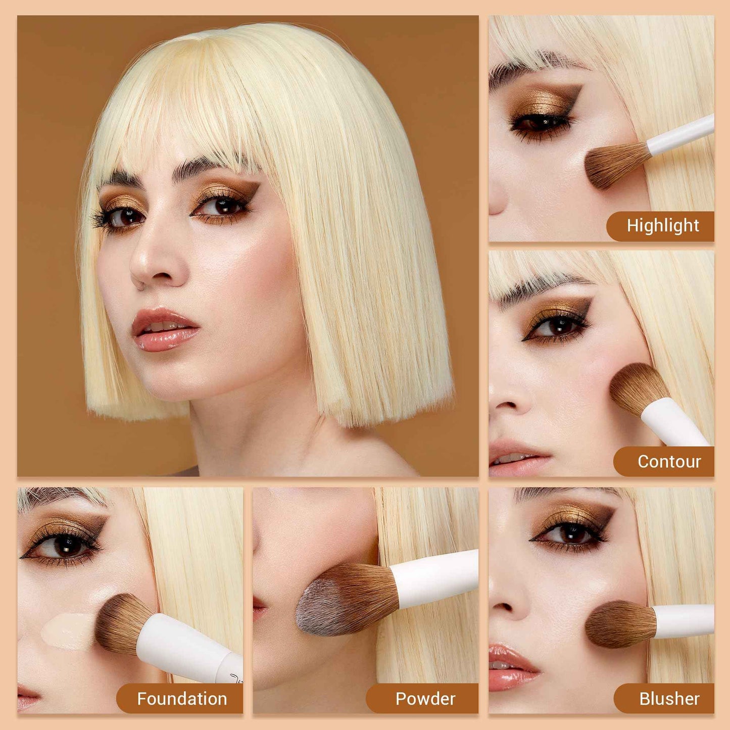 Jessup Makeup Brushes 14Pcs Makeup Brush Set Premium Synthetic Powder Foundation Contour Blush Concealer Eye Shadow Blending Liner Make Up Brush Kit Light Grey T329