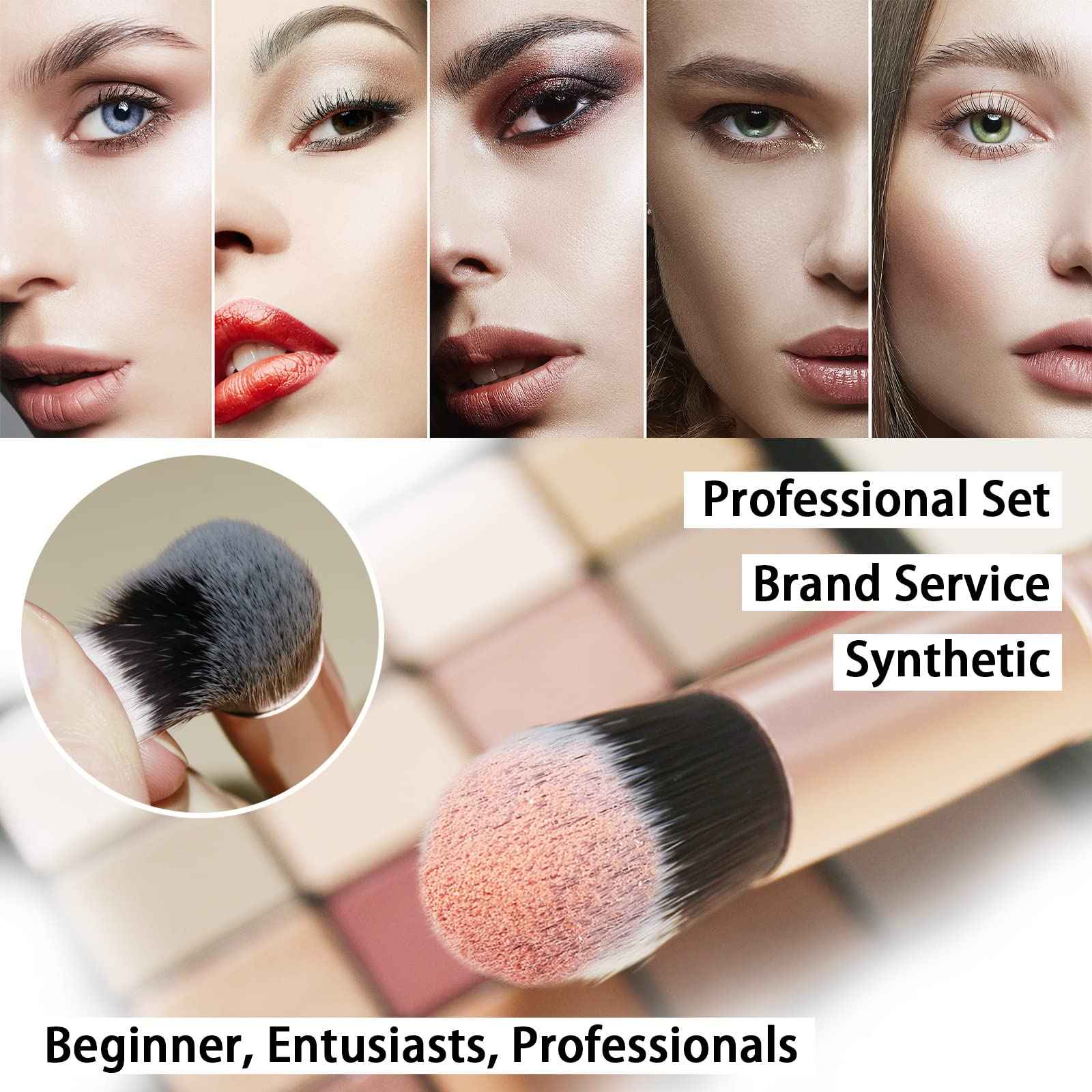 Raffaello Makeup Brushes 15Pcs Makeup Brush Set Premium Synthetic Powder Foundation Contour Blush Concealer Eye Shadow Blending Liner Make Up Brush Kit