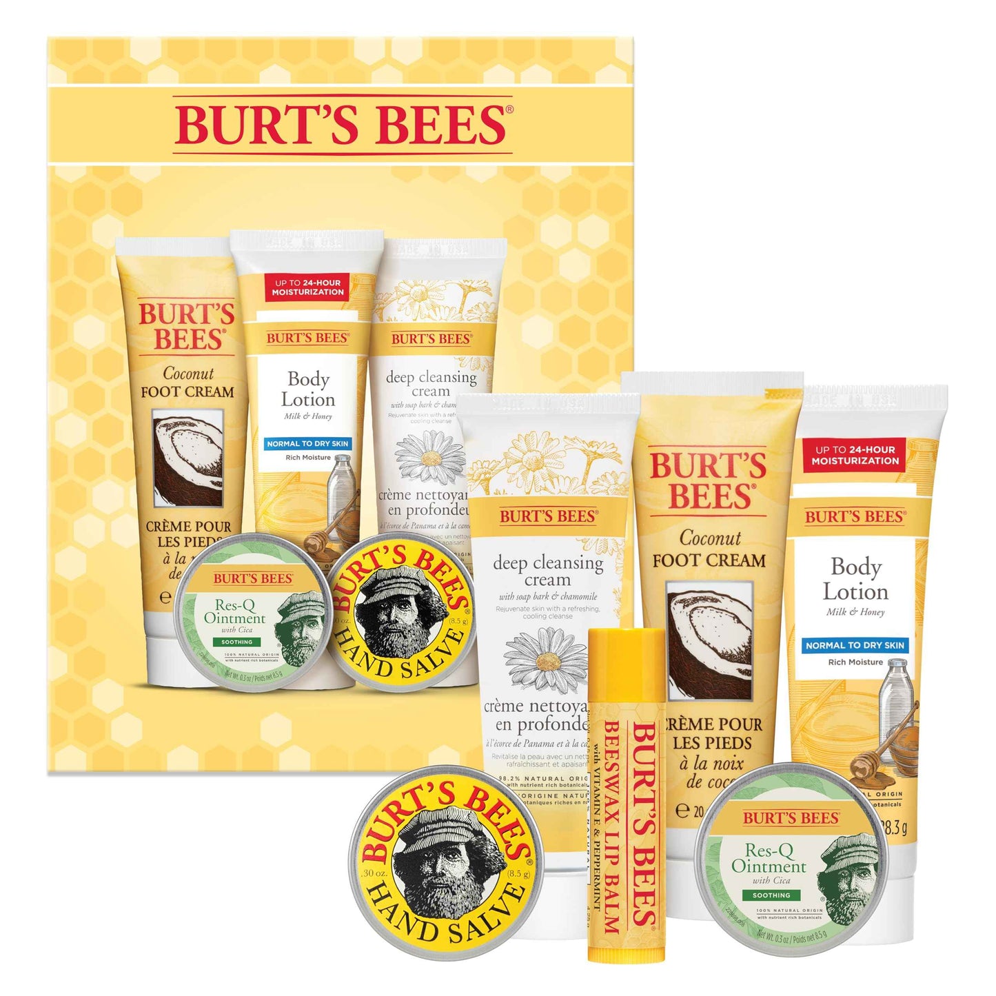 Burt's Bees Christmas Gifts, 3 Body Skincare Stocking Stuffers, Hand Repair Set, 3 Hand Creams plus Gloves - Almond Milk Hand Cream, Lemon Butter Cuticle Cream, Shea Butter Hand Repair Cream