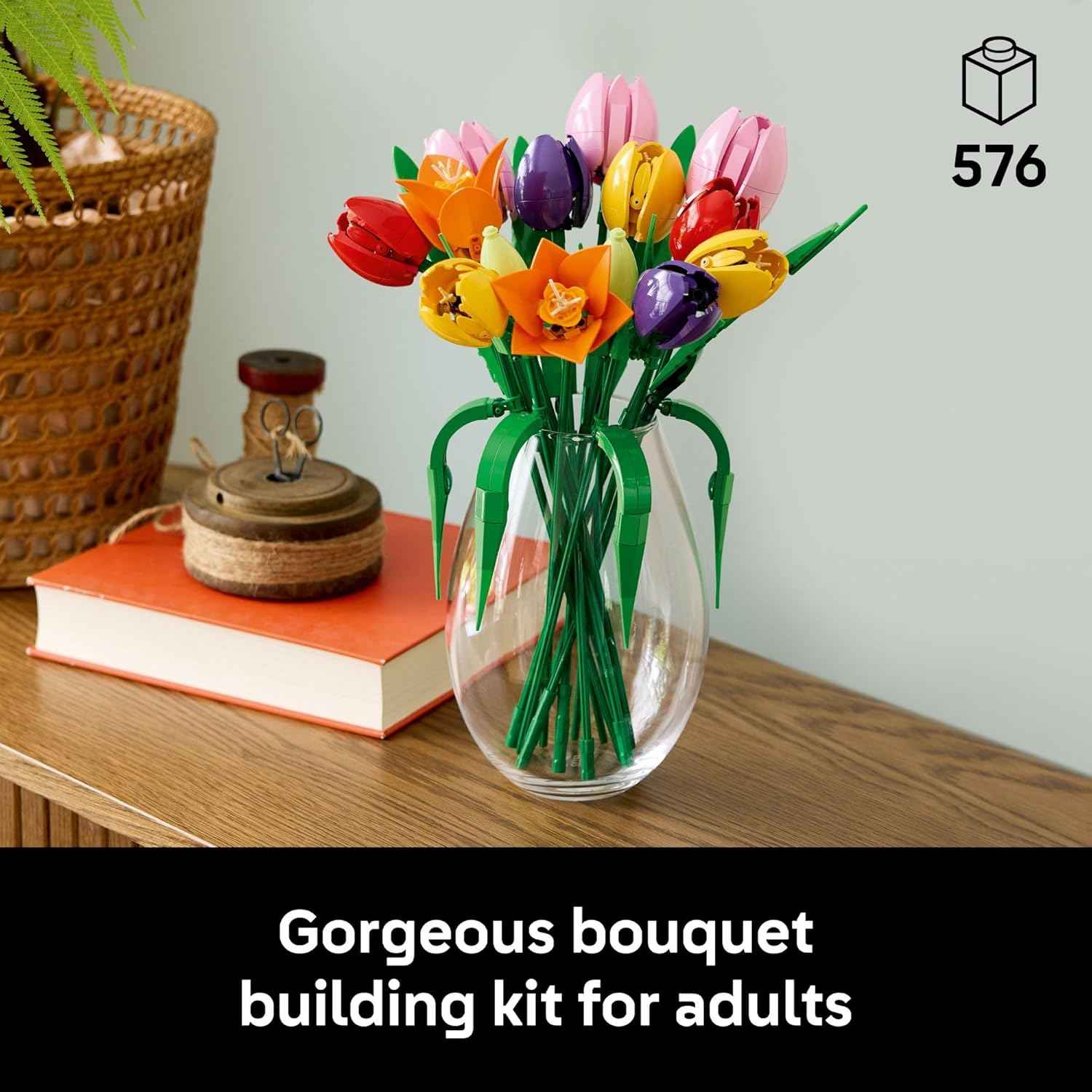 LEGO Botanicals Tulip Bouquet Building Set for Adults - DIY Bedroom, Book Shelf & Office Decor for Women & Men, Ages 18+ - Artificial Flowers Crafting Kit - Gift Idea for Birthdays - 11501