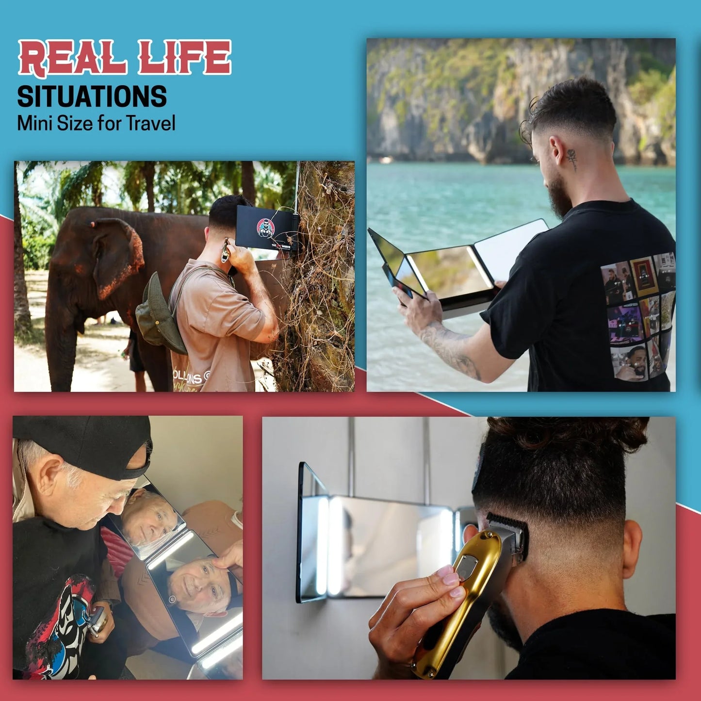 The 360 Mirror - 3 Way Mirror for Self Hair Cutting - Adjustable Trifold Barber Miror to Cut Your Own Hair - Tri Fold Self Haircut System for Men and Women Braiding - Three Sided Miror for Haircuts - Jlhbookstore.store