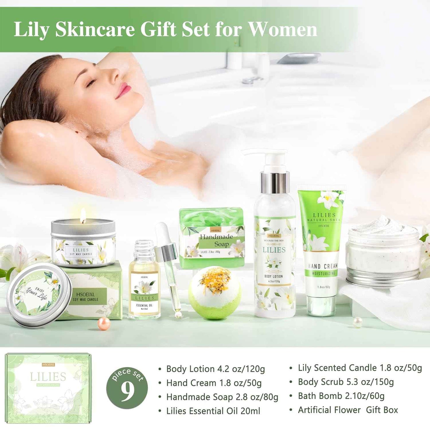 Gifts for Women, Birthday Gifts for Women, Bath and Body Gifts Set, Lilies Self Care Set,Christmas Mothers Day Relaxing Spa Basket for Mom, Grandma, Girlfriend, Sister, Friends