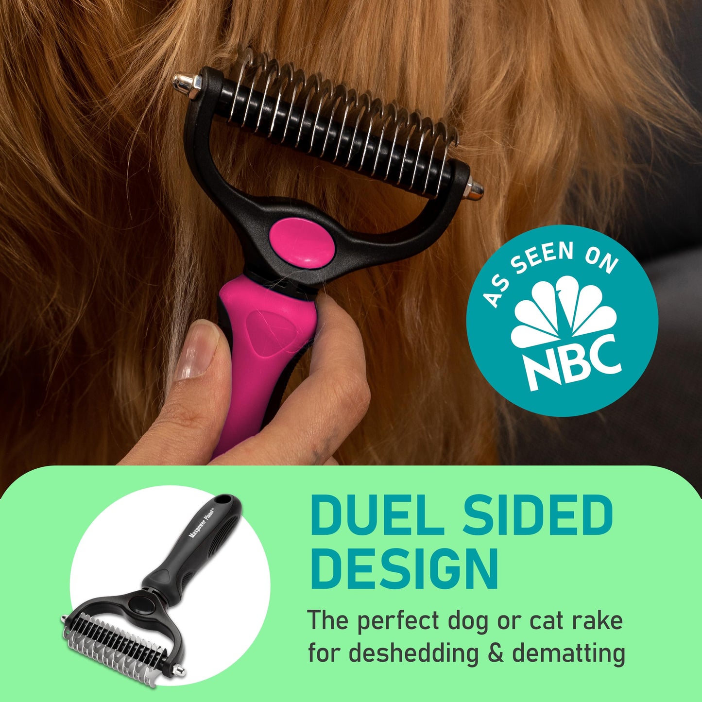 Maxpower Planet Pet Grooming Brush - Double Sided Shedding and Dematting Undercoat Rake Comb for Dogs and Cats,Extra Wide (B1 - Rake, Gloves & Comb, Large) jlhbookstore.store