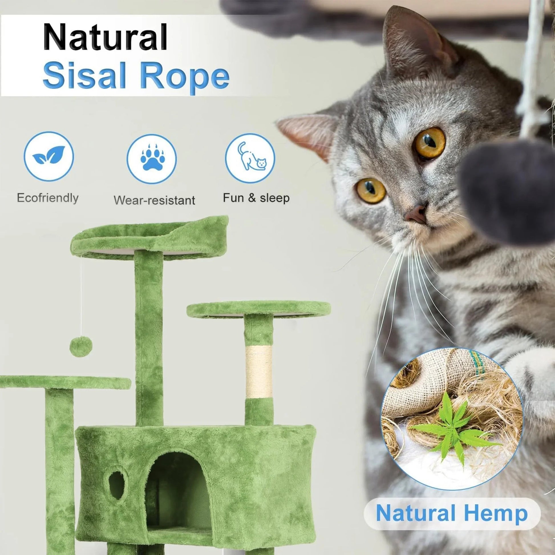 FDW Cat Tree 54in Cat Tower Multi-Level Durable Cat Scratching Post & Cozy Fun Cat Jumping Platform Space Saving Cat Condo Pet Play House for Indoor Cats,Dark Gray jlhbookstore.store