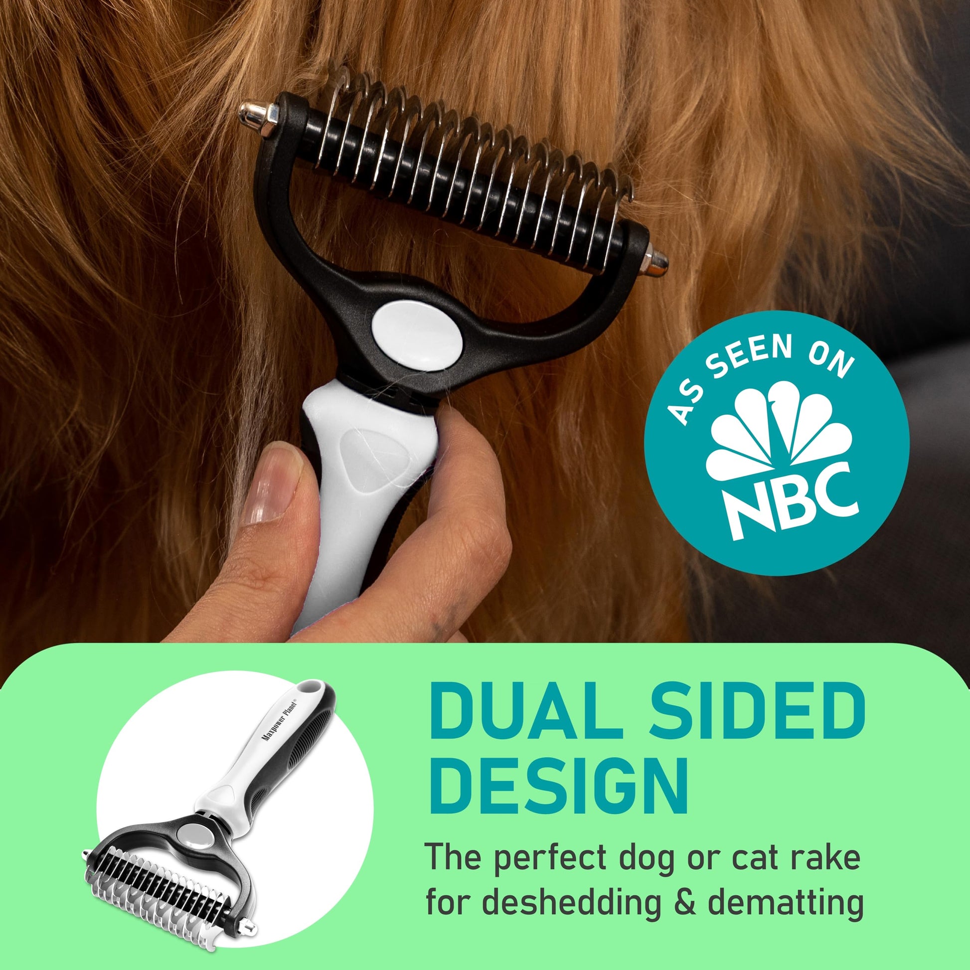 Maxpower Planet Pet Grooming Brush - Double Sided Shedding and Dematting Undercoat Rake Comb for Dogs and Cats,Extra Wide (B1 - Rake, Gloves & Comb, Large) jlhbookstore.store