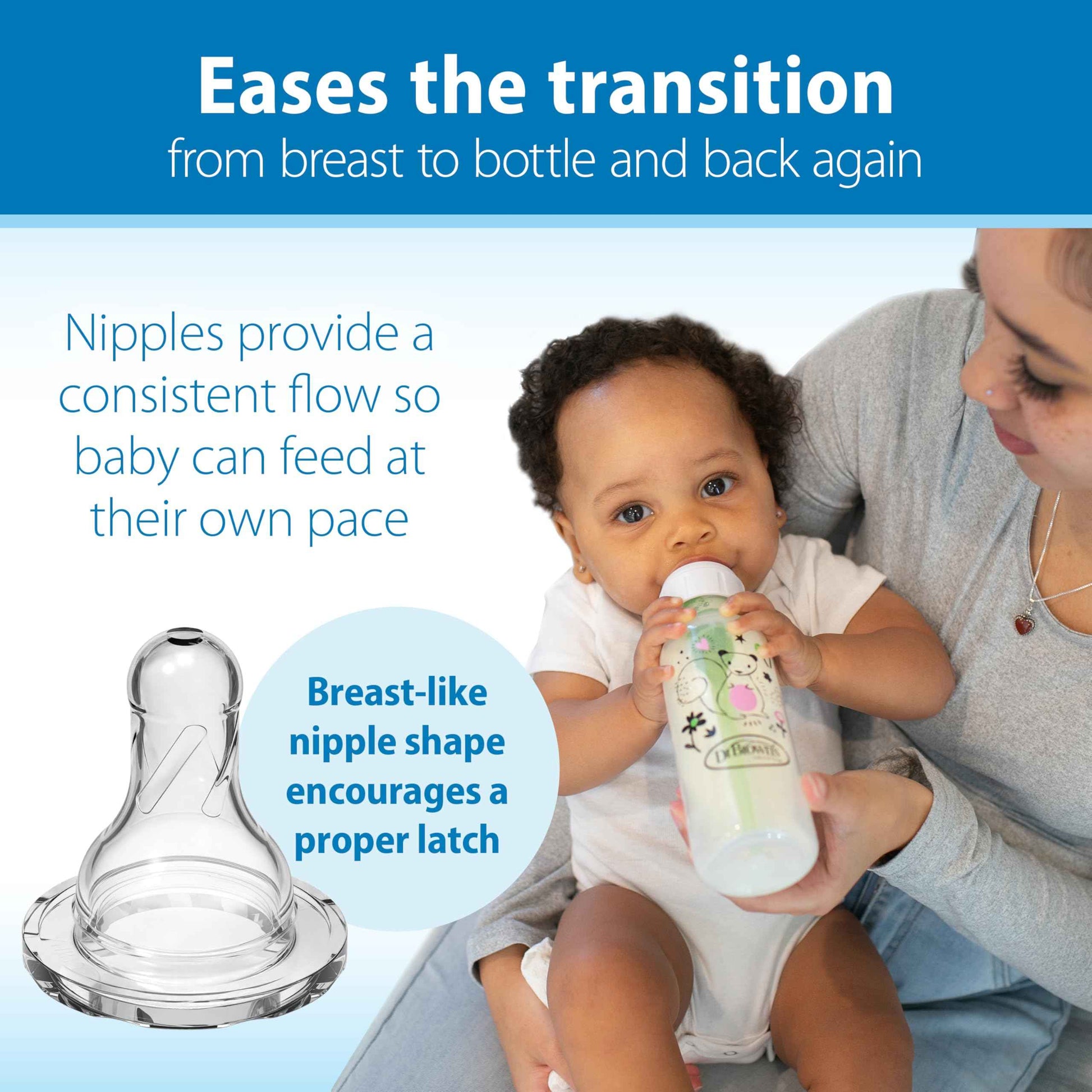 Dr. Brown's Natural Flow Anti-Colic Options+ Narrow Baby Bottle, Goat and Squirrel, 8 oz/250 mL, with Level 1 Slow Flow Nipple, BPA Free, 0m+, 2-Pack