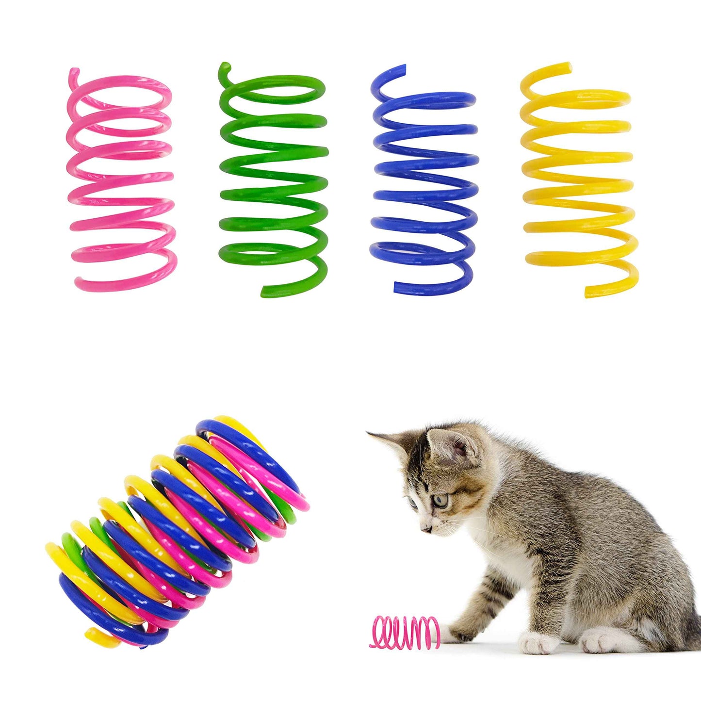 Cat Toys for Indoor Cats - 34 Packs Interactive Set with Colorful Springs, Mouse Toy, Catnip Ropes, Balls, Bells, and Sisal Ball for Kittens