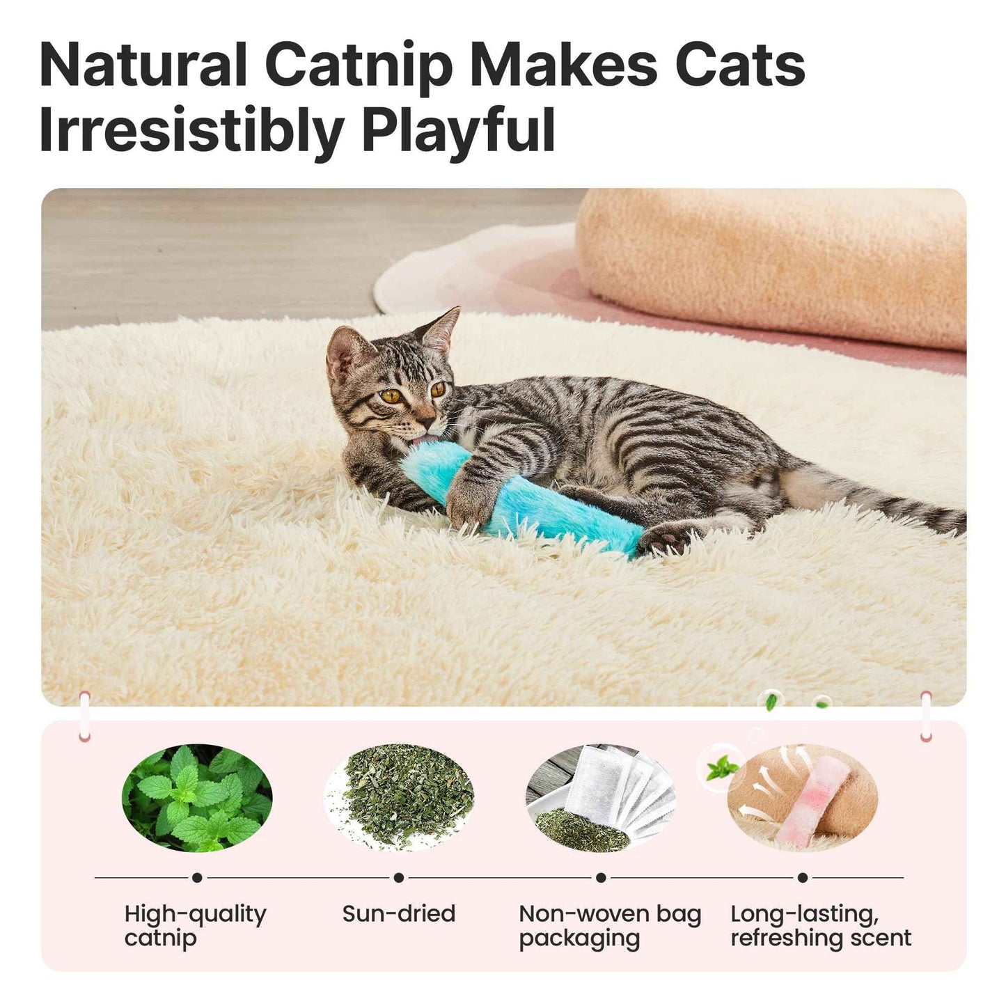 Potaroma Cat Toys Pillows, 3 Pack, Soft and Durable Crinkle Sound with Catnip Inside, Interactive Indoor Kitten Kicker, Promotes Kitty Exercise