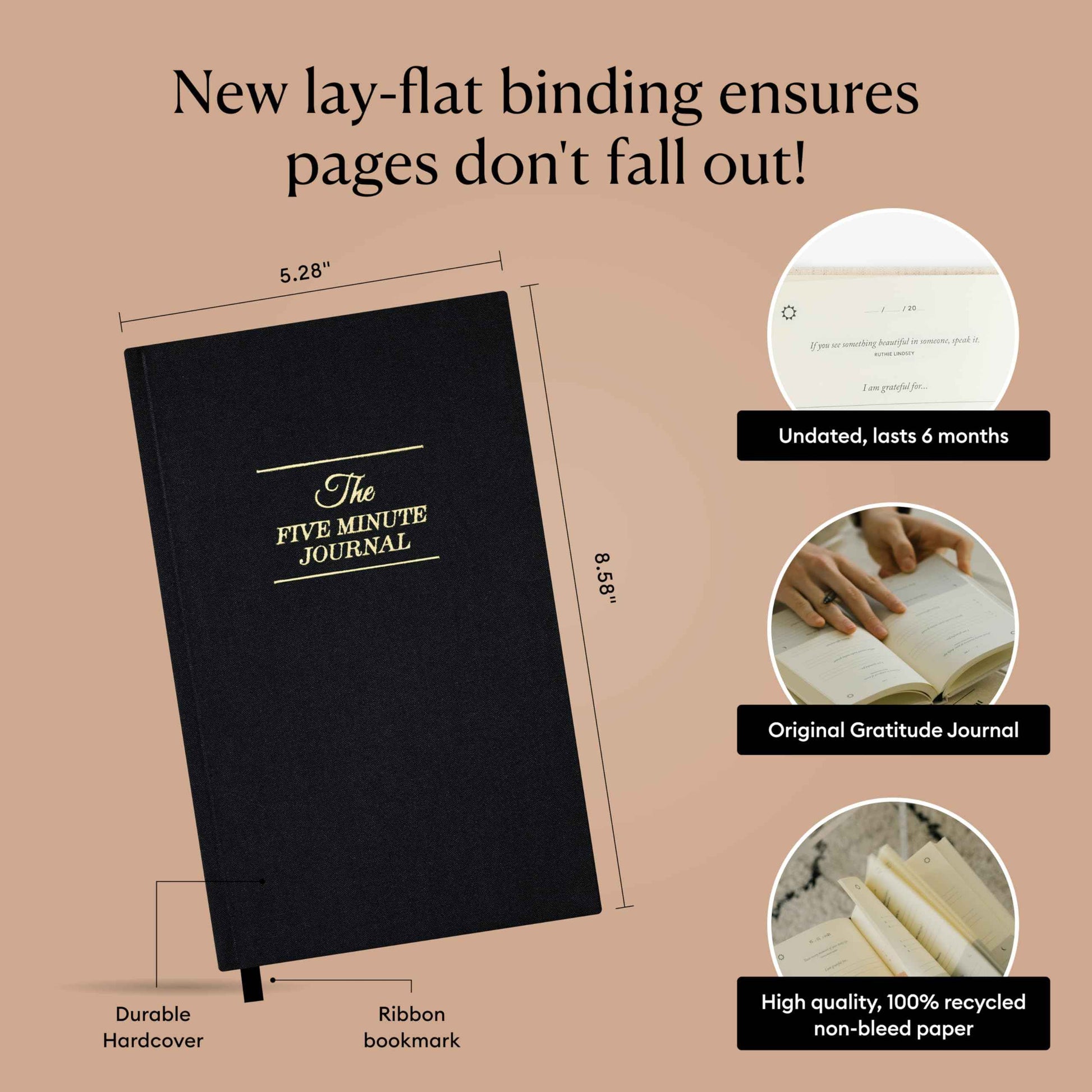 Intelligent Change The Five Minute Journal - Original Daily Gratitude Journal 2025 for Happiness, Mindfulness & Reflection - Daily Affirmations - Undated Planner Gifts for Women & Men